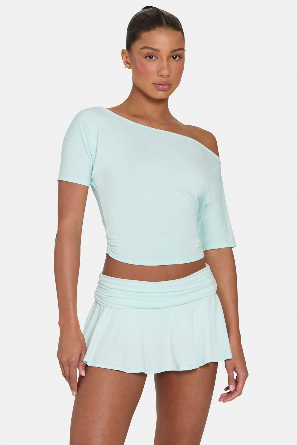 Buttercloud™ Slouchy Off-shoulder Top In Peppermint