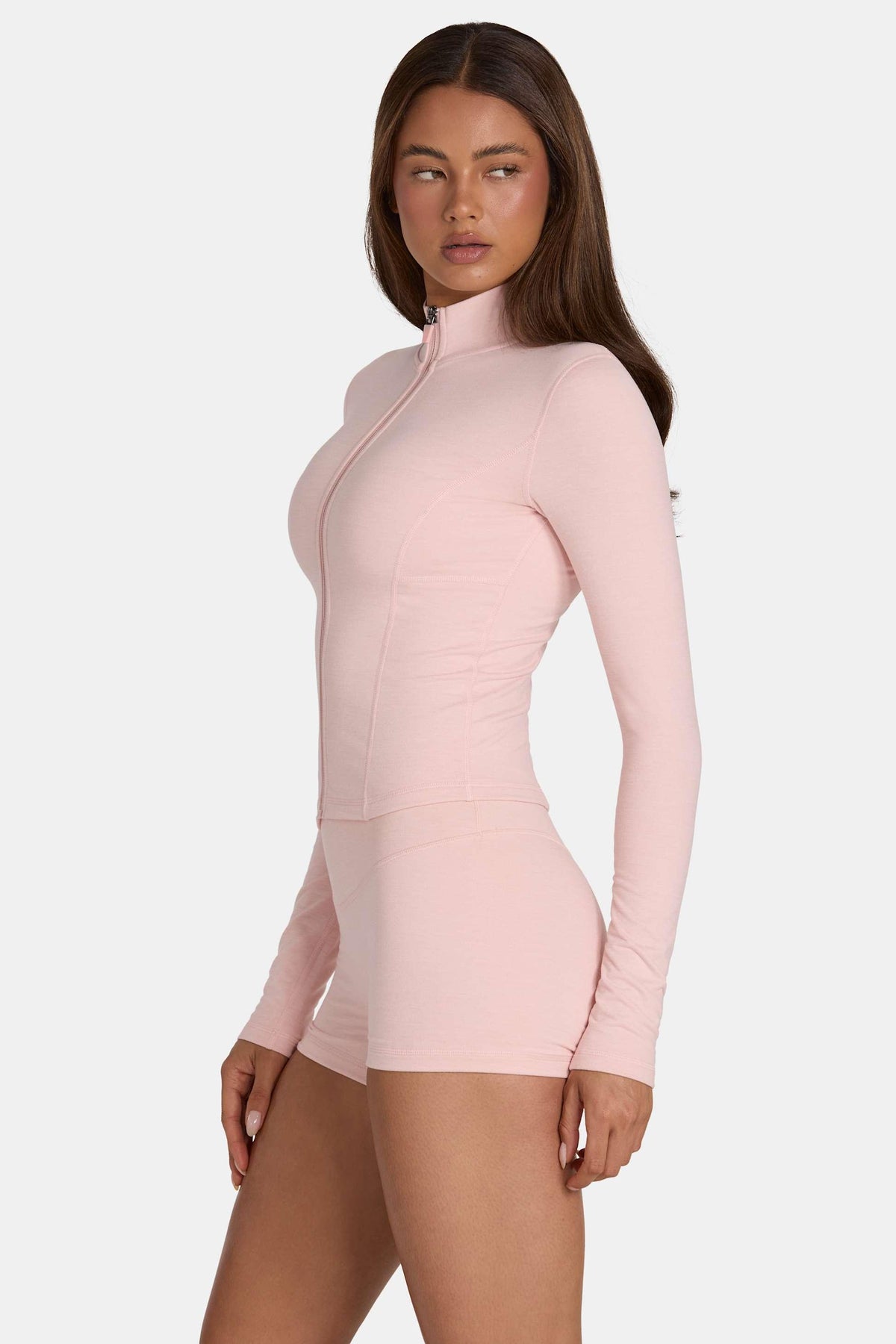 Soft Active Zip-up Jacket In Blush Marl