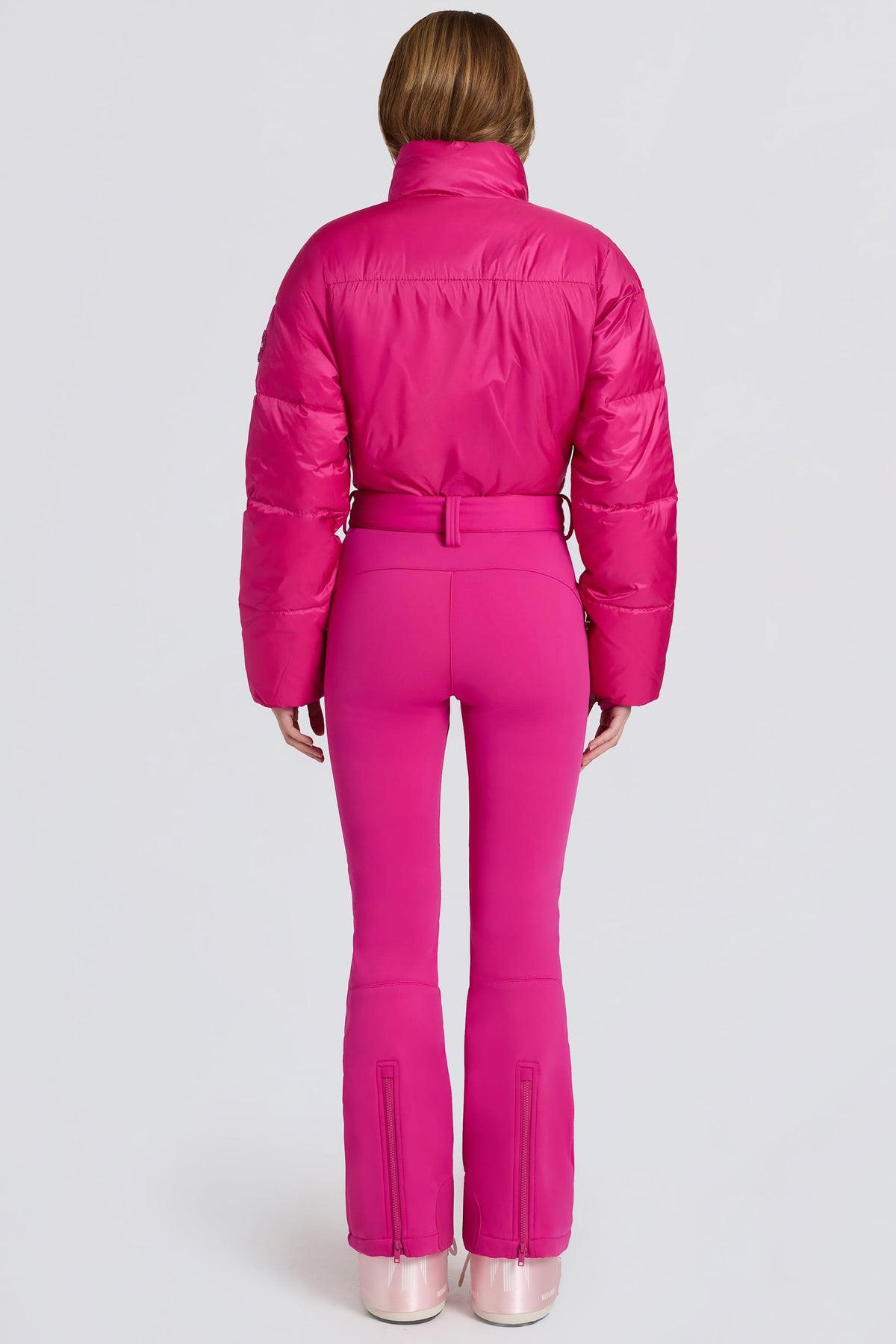 Waterproof Padded Belted Ski Suit In Magenta Pink