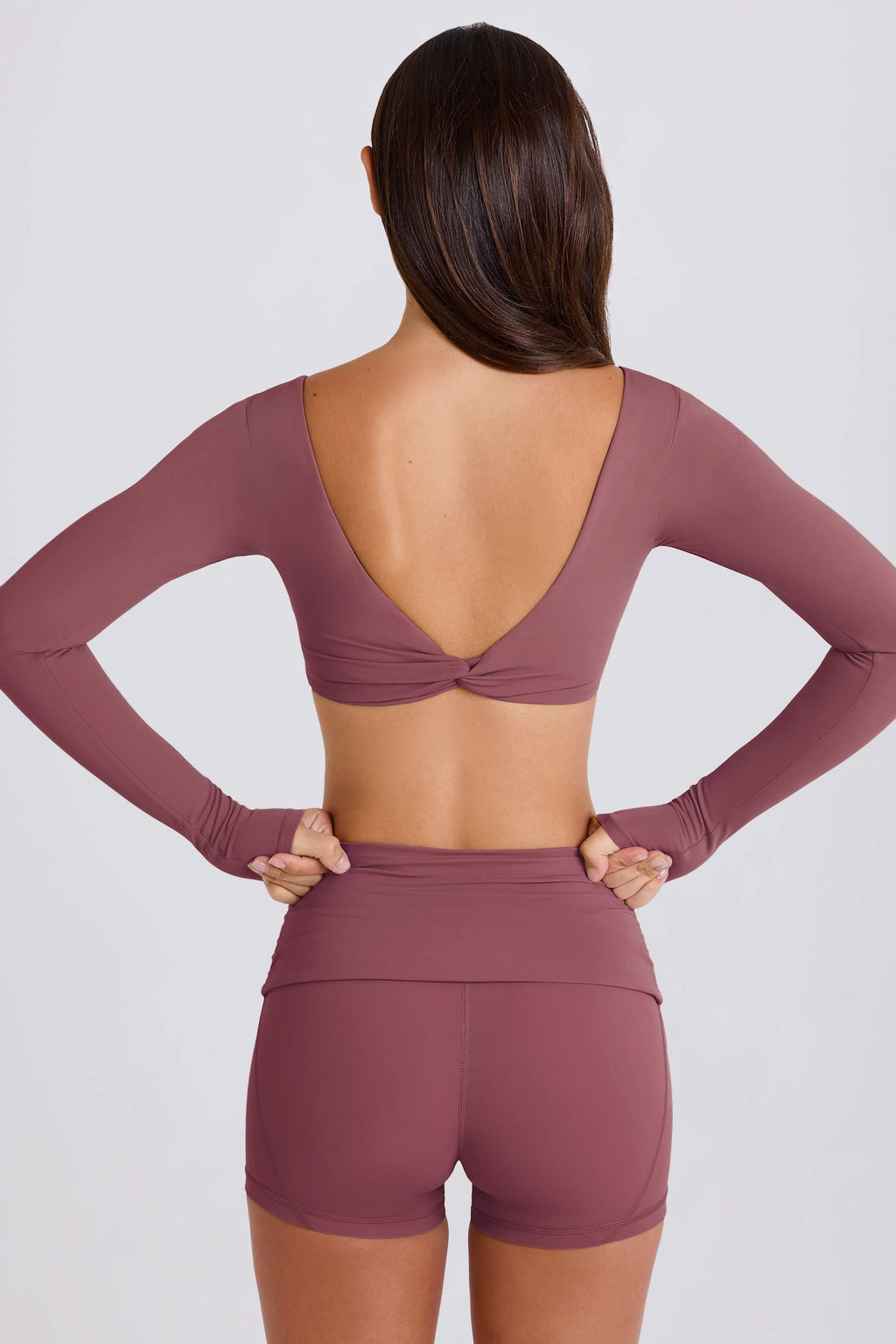 Long-sleeve Crop Top In Acai