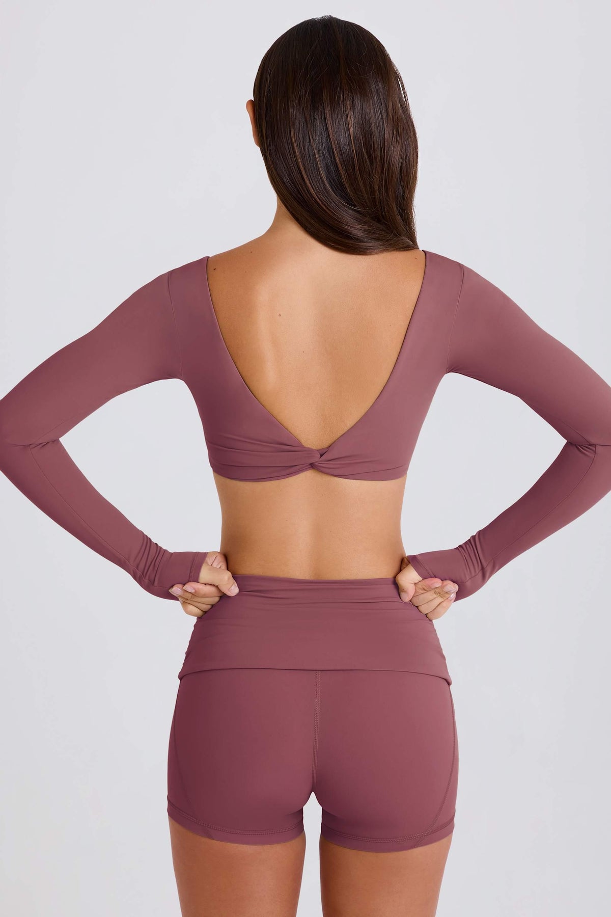 Long-sleeve Crop Top In Acai