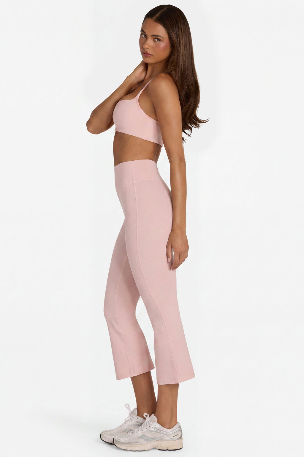 Soft Active Flared Capri Leggings In Blush Marl