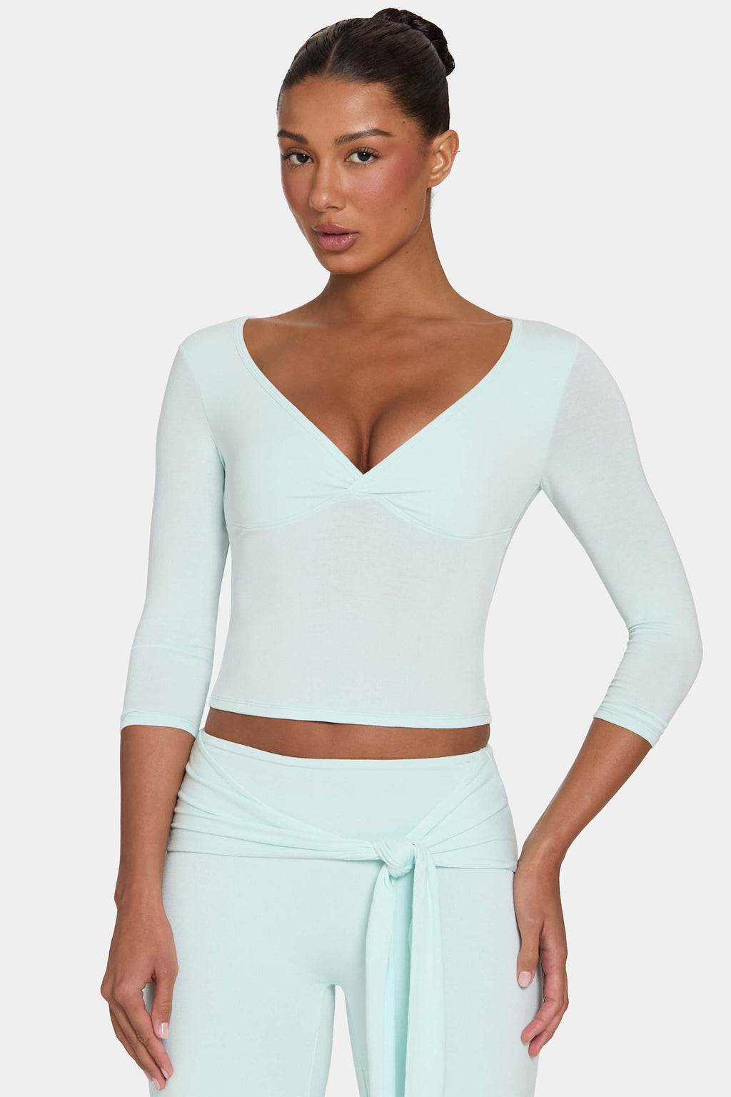 Buttercloud™ 3/4 Sleeve Top In Peppermint