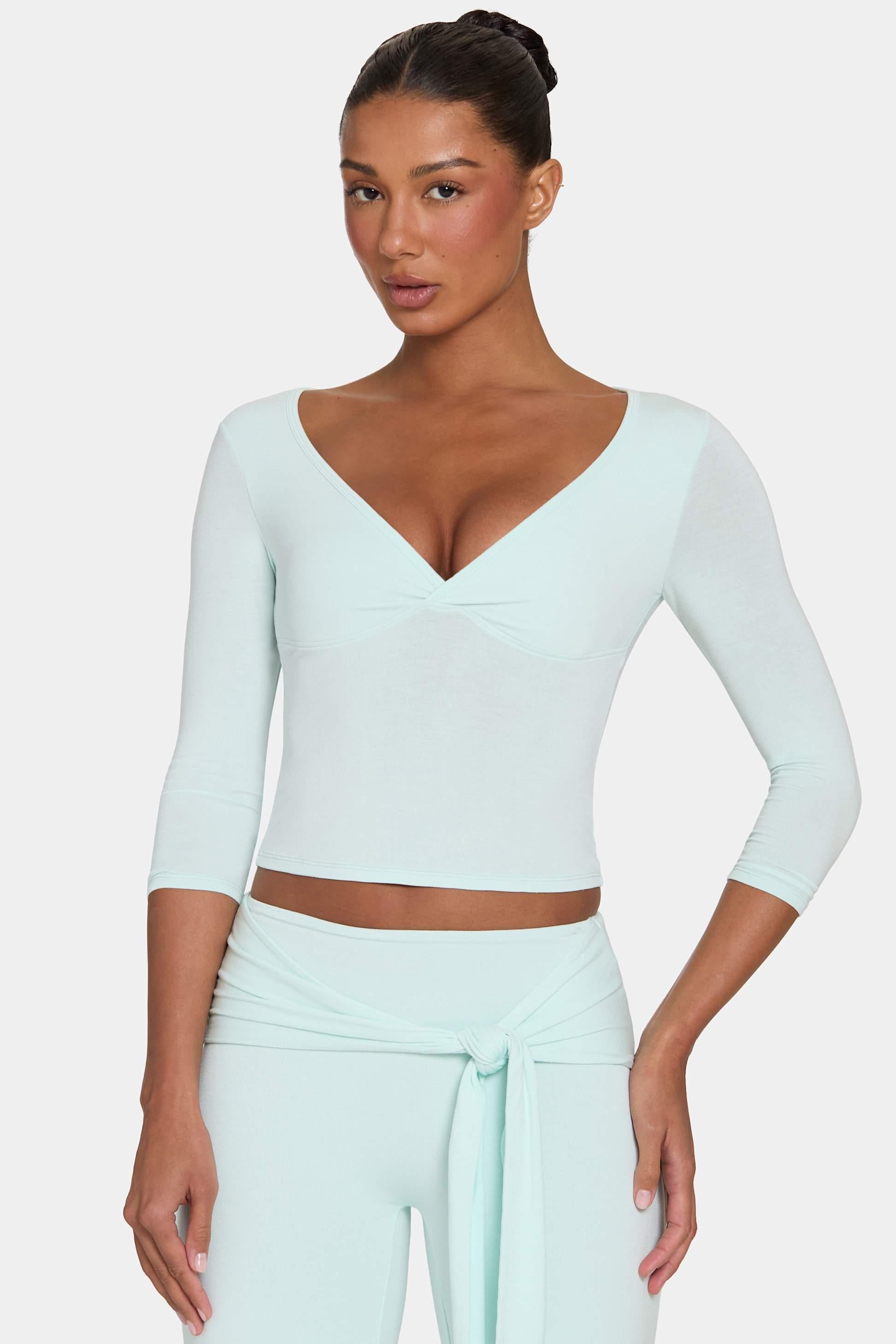 Buttercloud™ 3/4 Sleeve Top In Peppermint