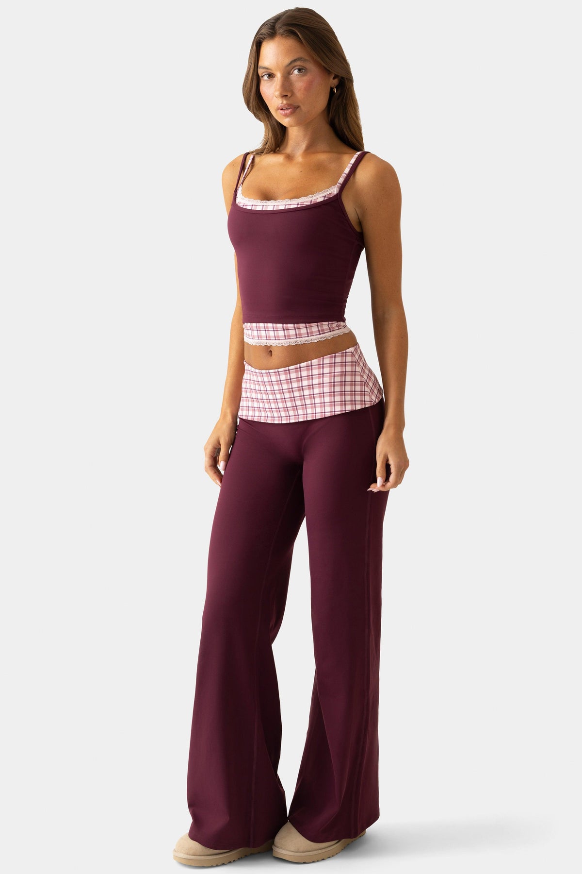 Soft Active Wide-leg Trousers In Plum