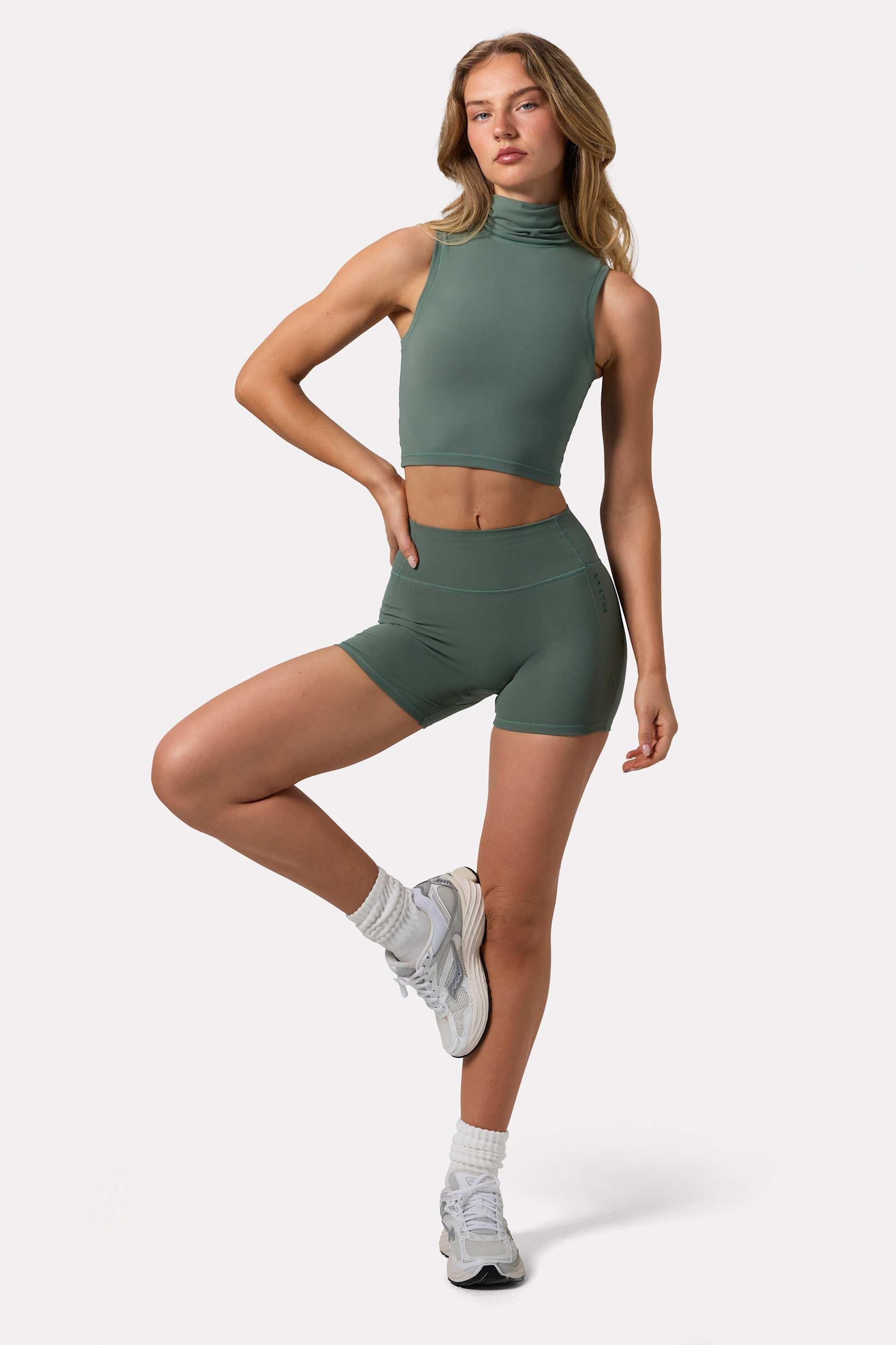 Soft Active High Waist Mini Shorts In Khaki
