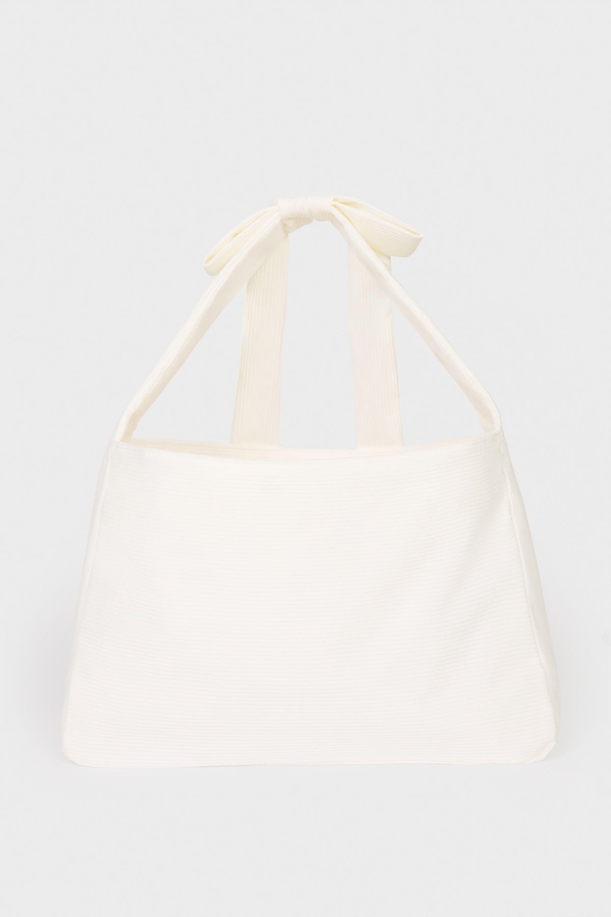Corduroy Bow Tote Bag In Ivory