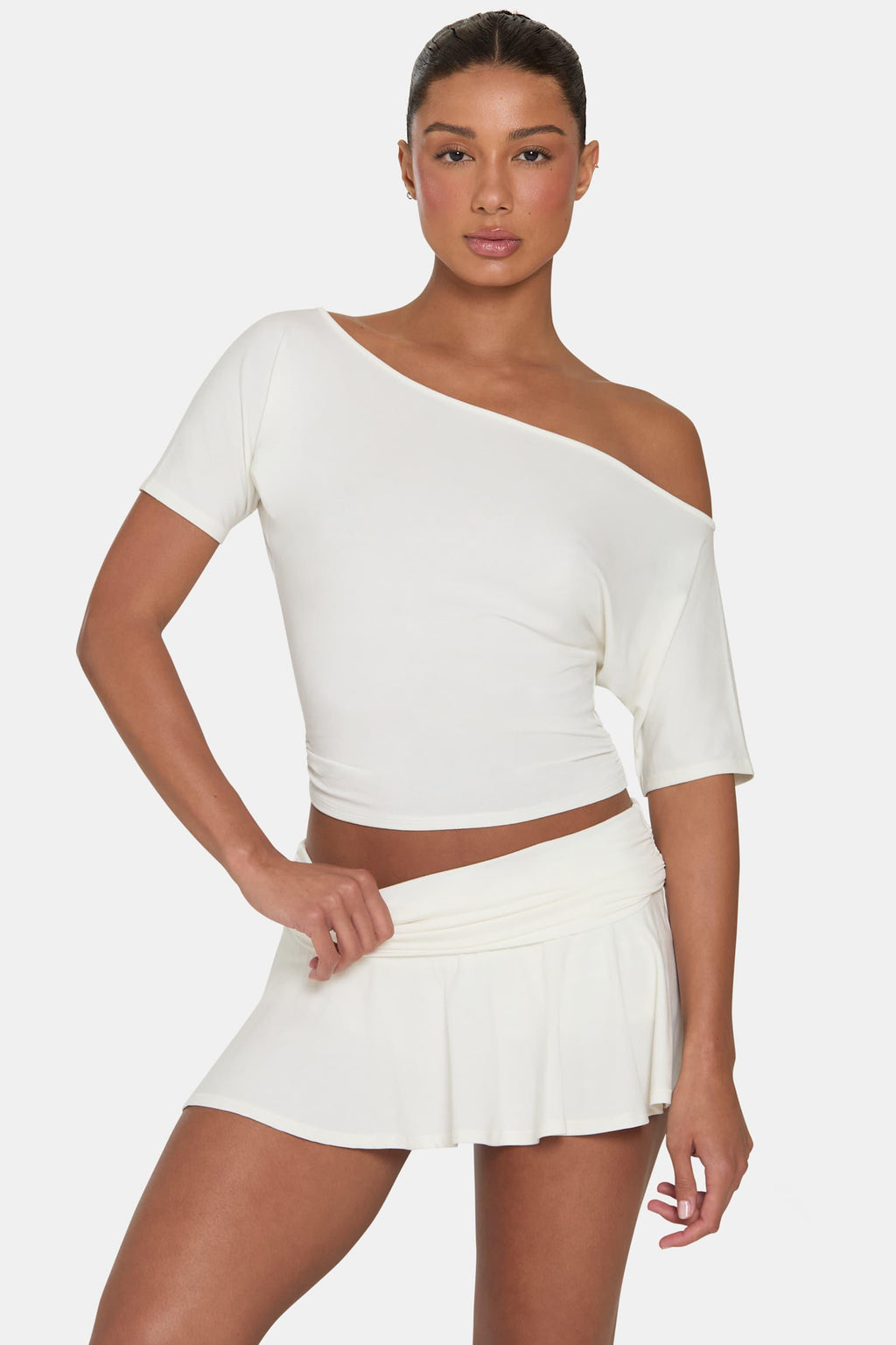 Buttercloud™ Slouchy Off-shoulder Top In Coconut