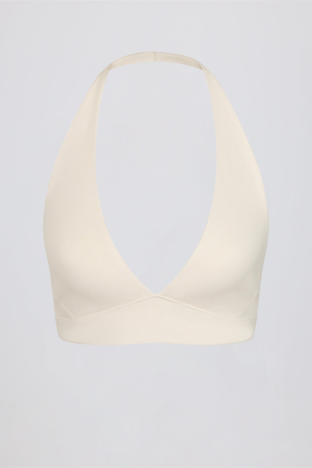 Brushed Jersey V-neck Sports Bra In Vanilla