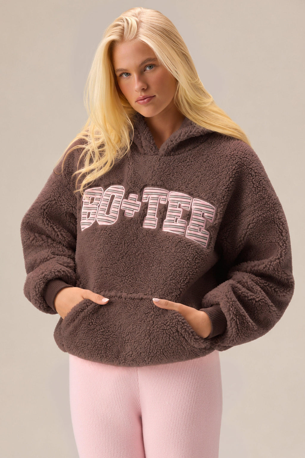 Teddy Fleece Hoodie In Chestnut