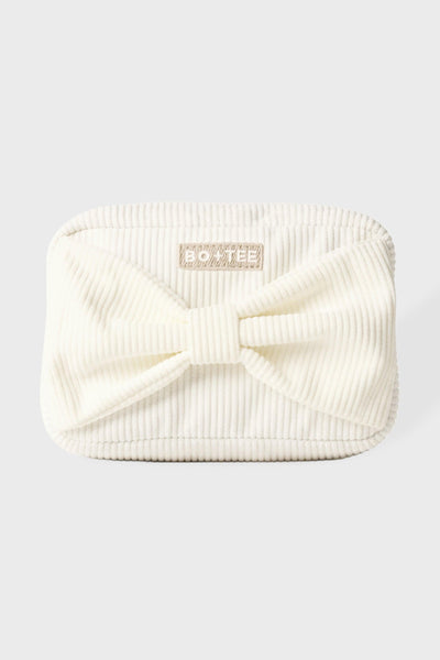 Corduroy Bow Makeup Bag In Coconut