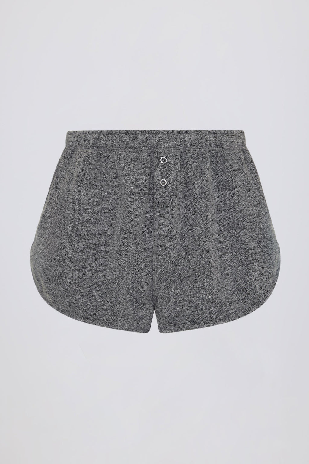 Button-detail Mid-rise Shorts In Dark Grey