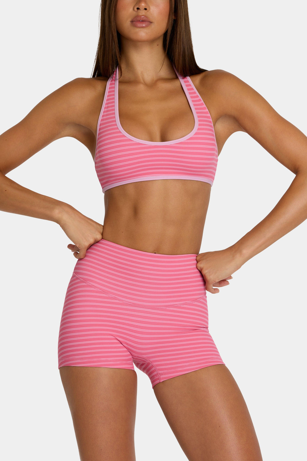 Soft Active Reversible Sports Bra In Pink Stripe