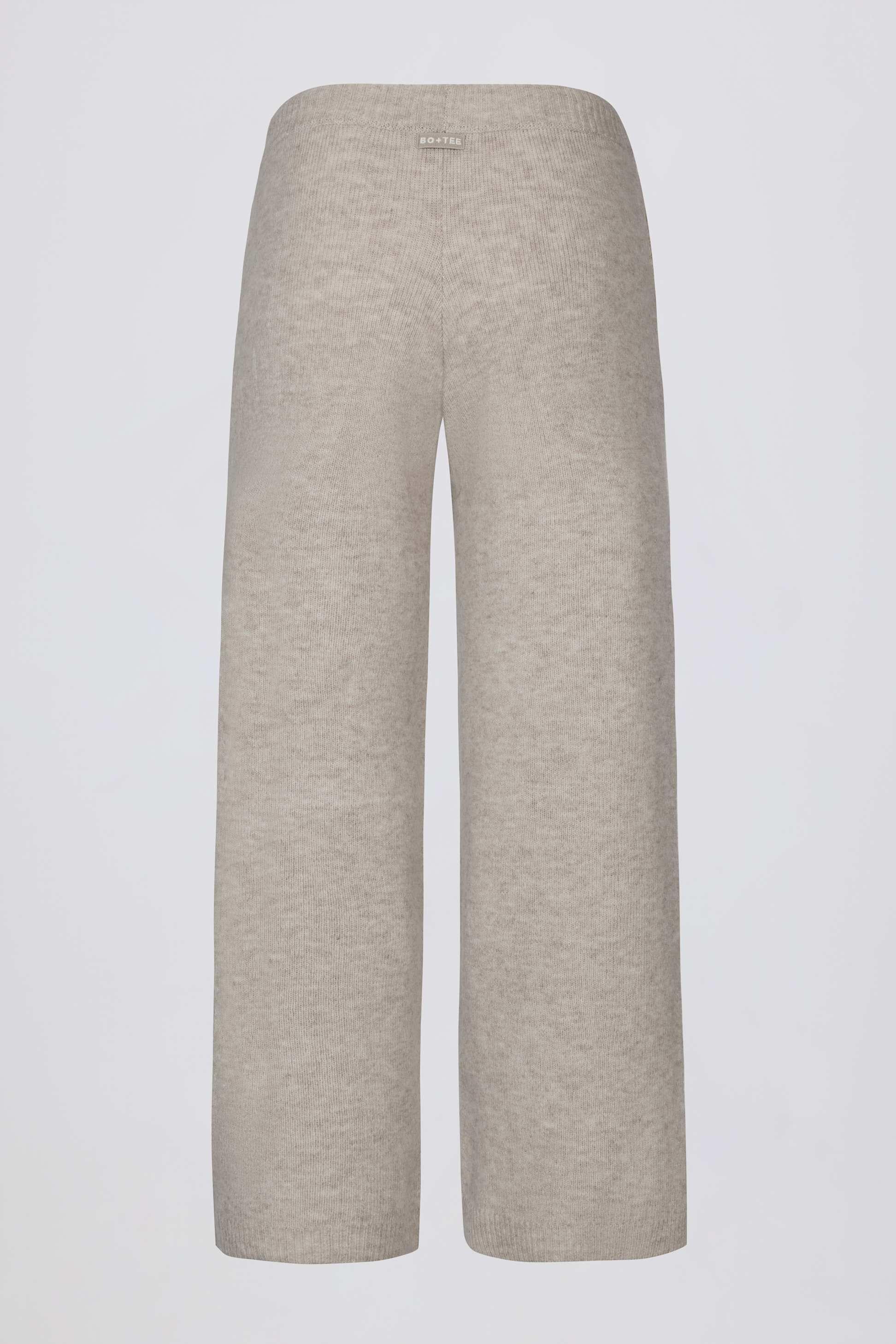 Knit Mid-rise Wide-leg Joggers In Beige