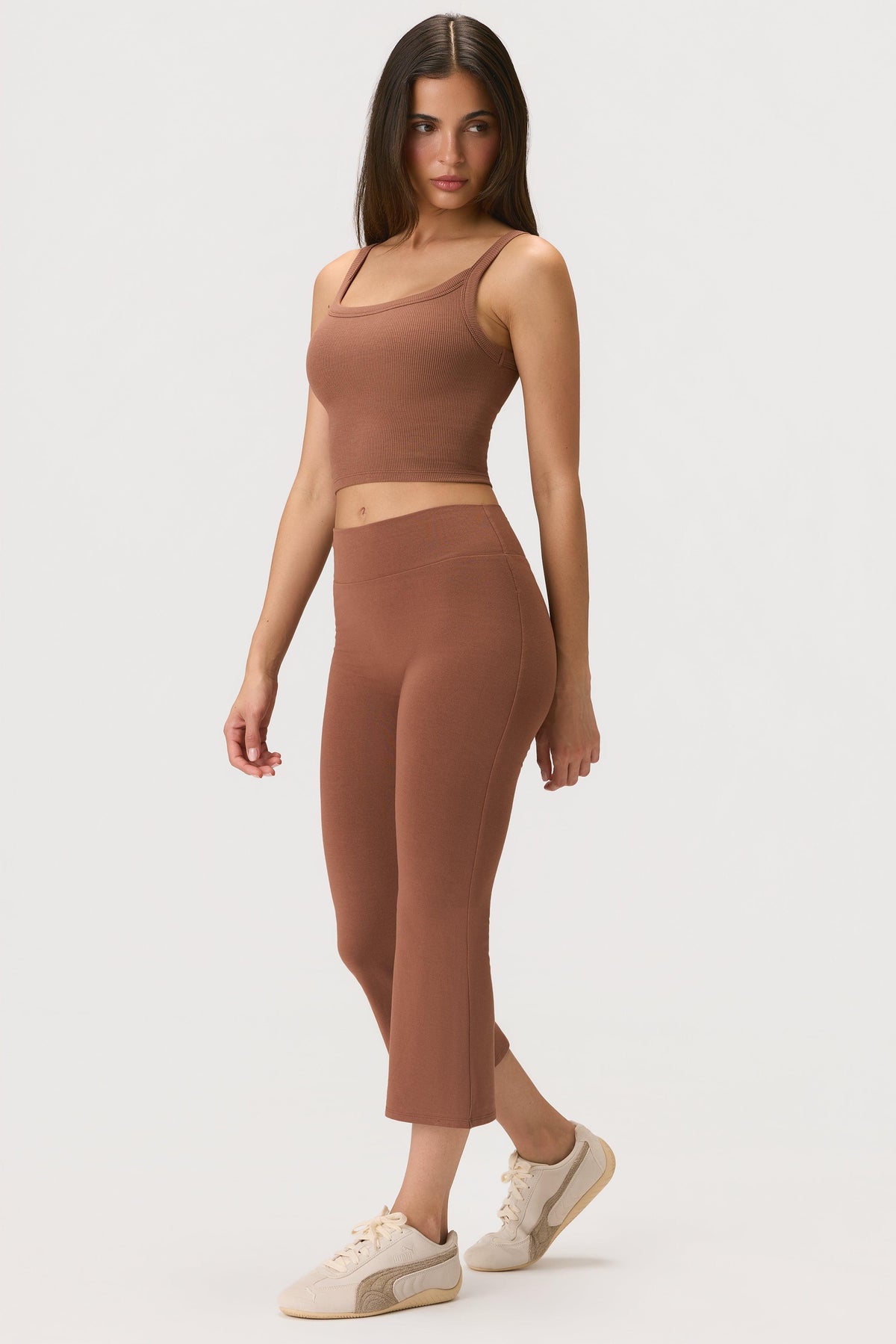 Buttercloud™ Flared Capri Leggings In Cocoa