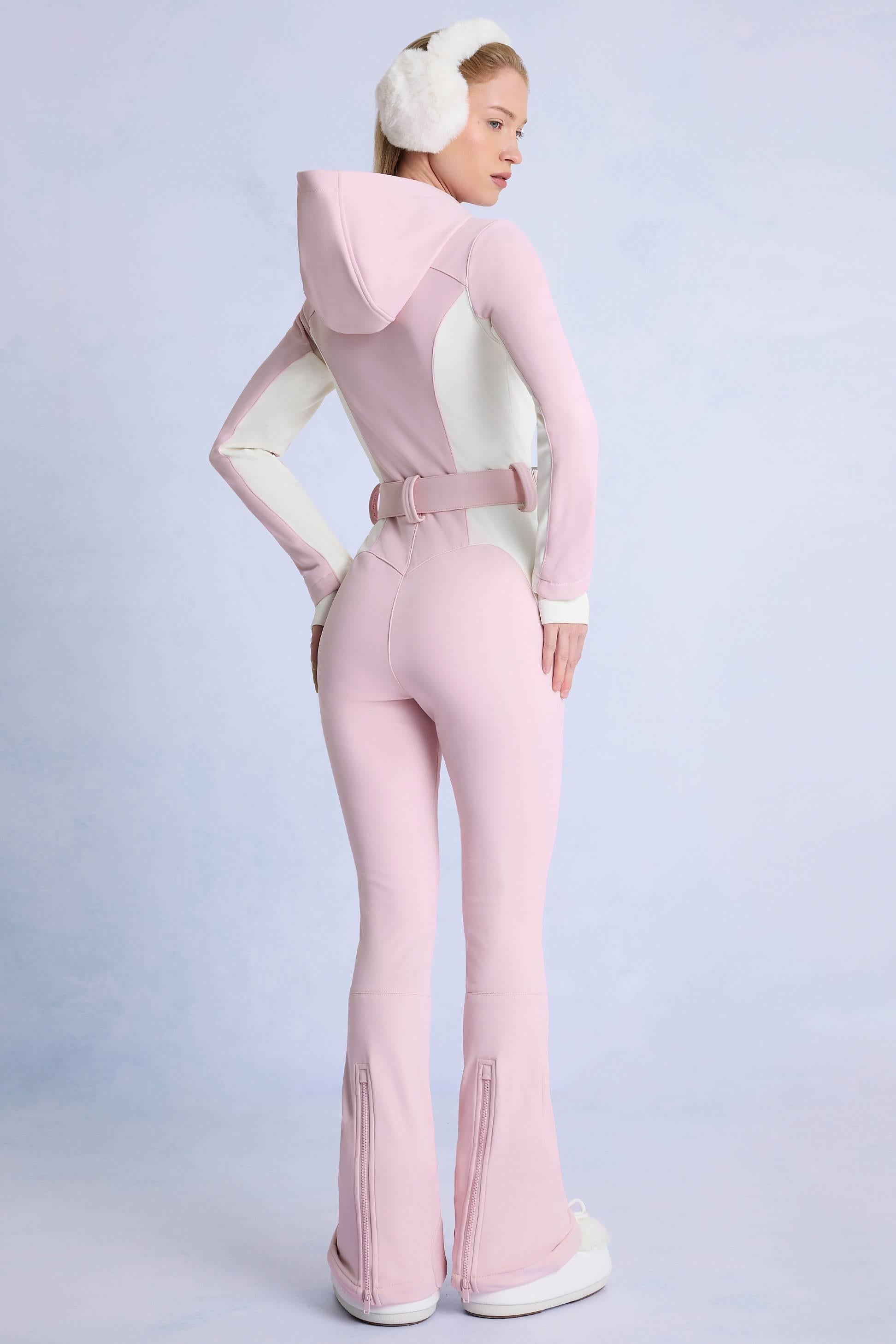Waterproof Hooded Fitted Ski Suit In Powder Pink