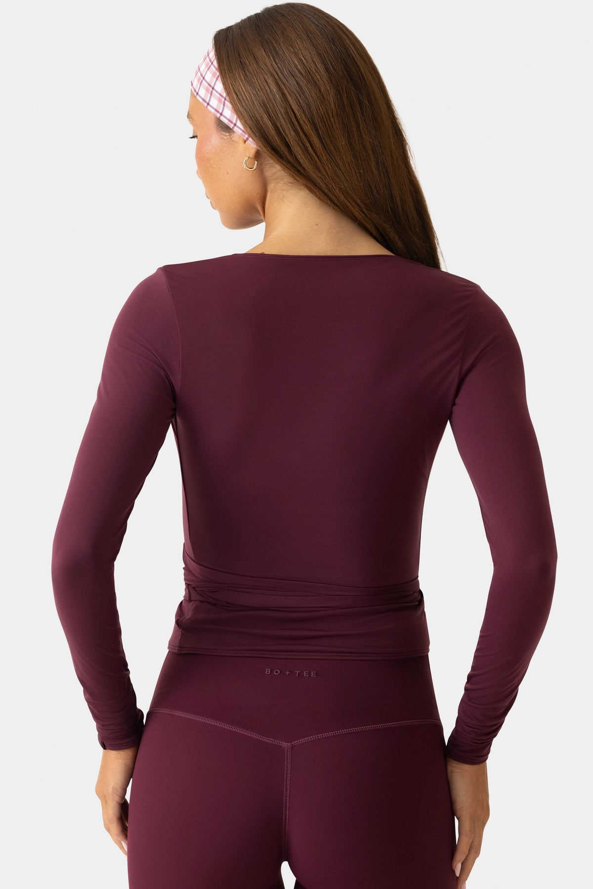 Soft Jersey Wrap Top In Burgundy