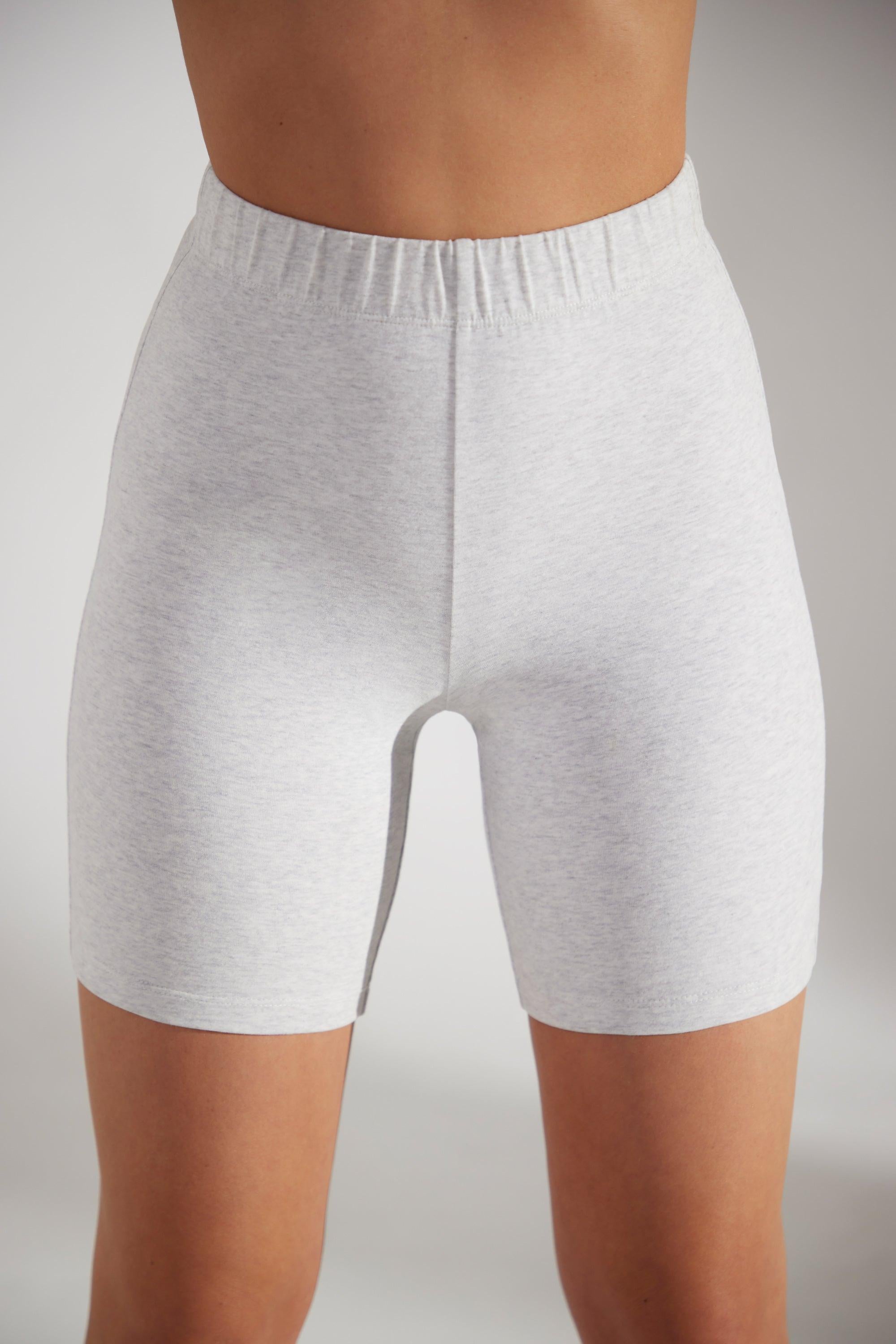 Soft Cotton Biker Shorts In Grey