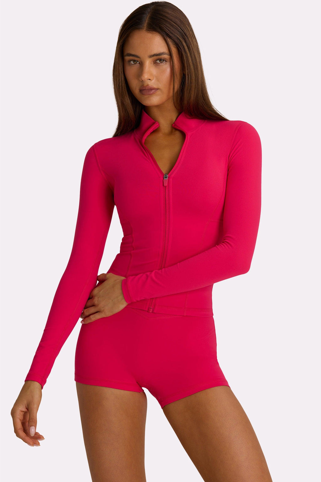 Soft Active Zip-up Jacket In Hot Pink