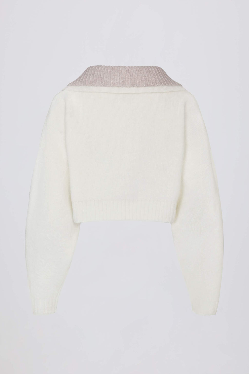 Soft Knit Layered Collar Cropped Jumper In Ivory