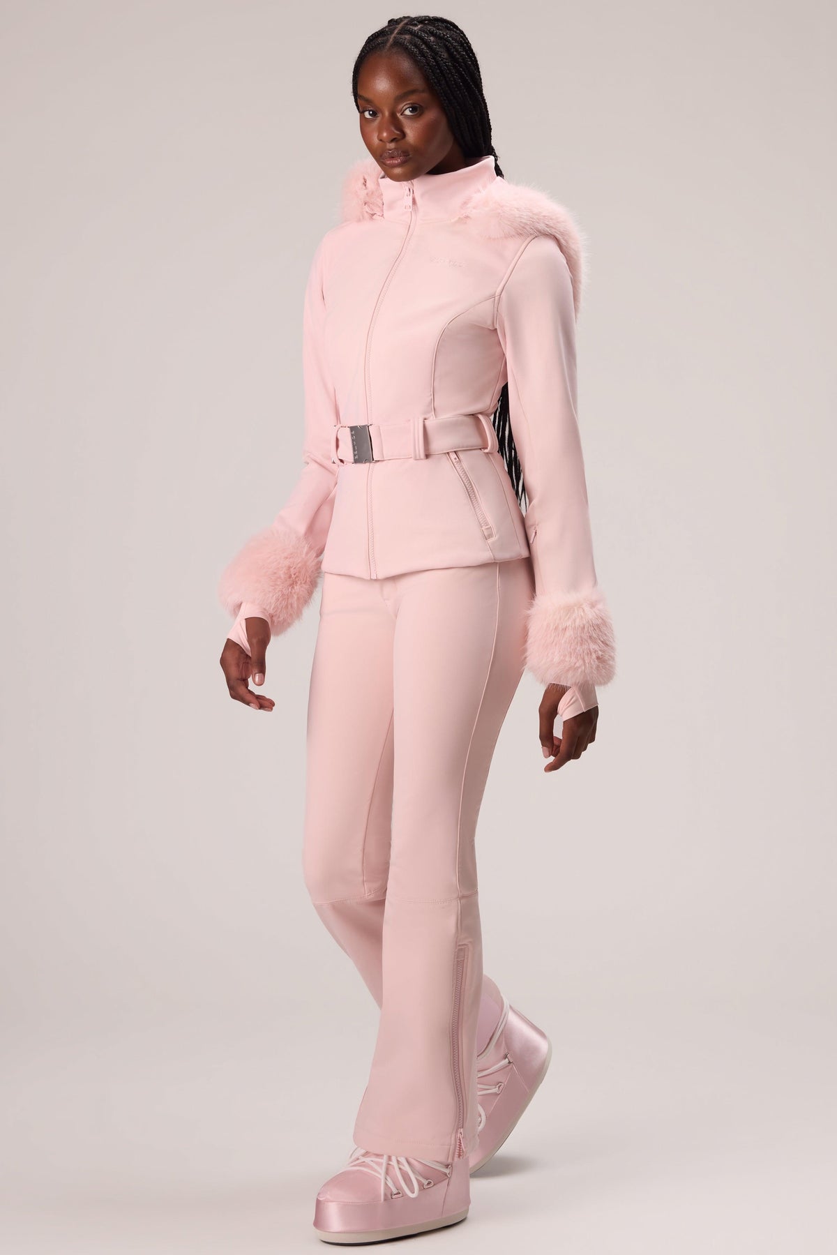 Water Resistant Fitted Salopette In Powder Pink