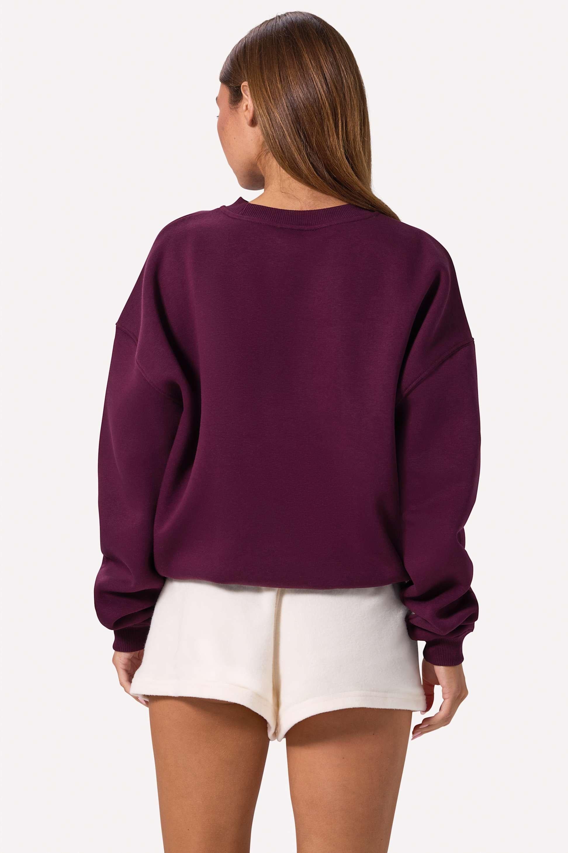 Oversized Crew-neck Jumper In Burgundy