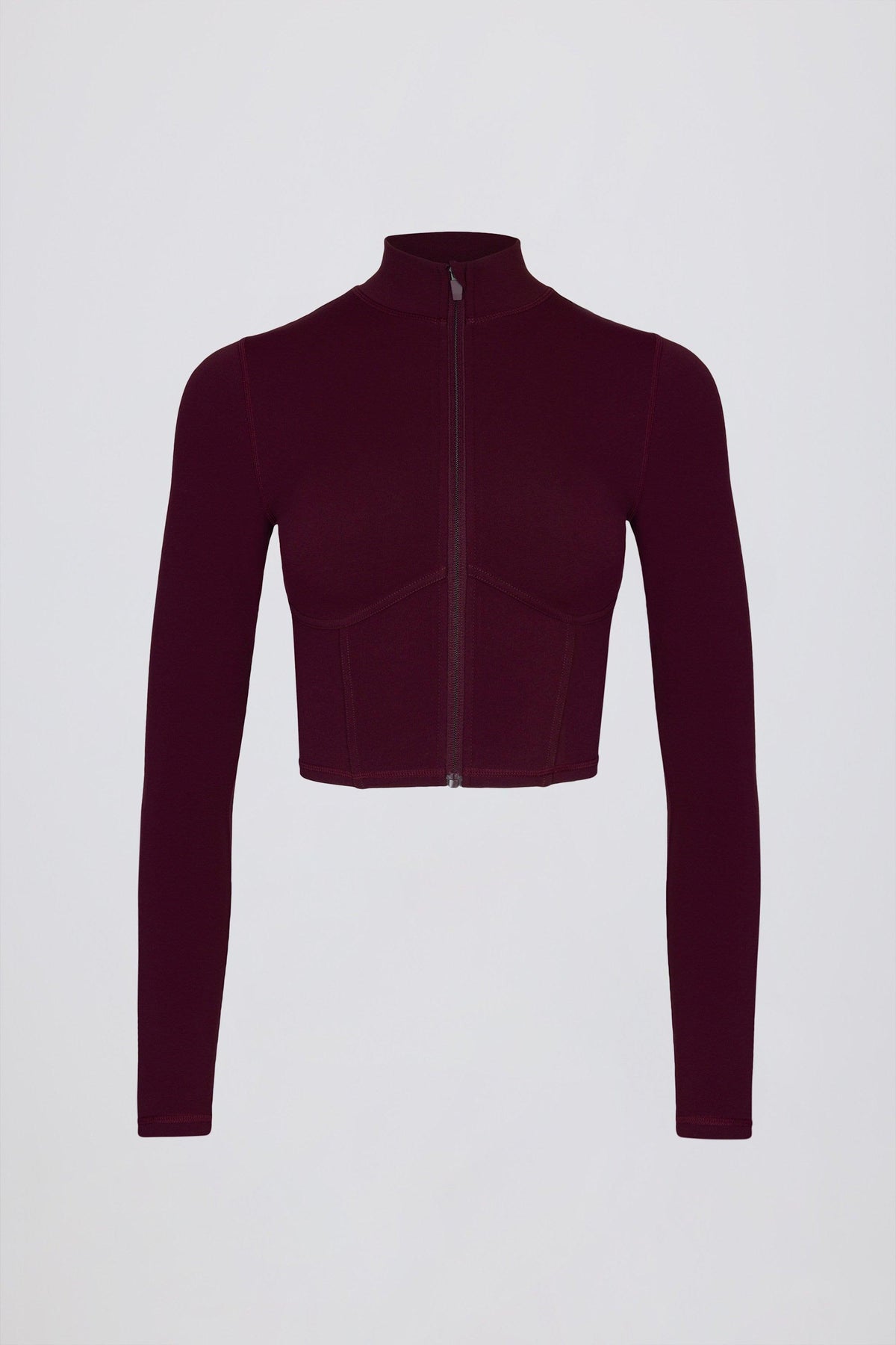 Soft Active Zip-up Cropped Jacket In Burgundy