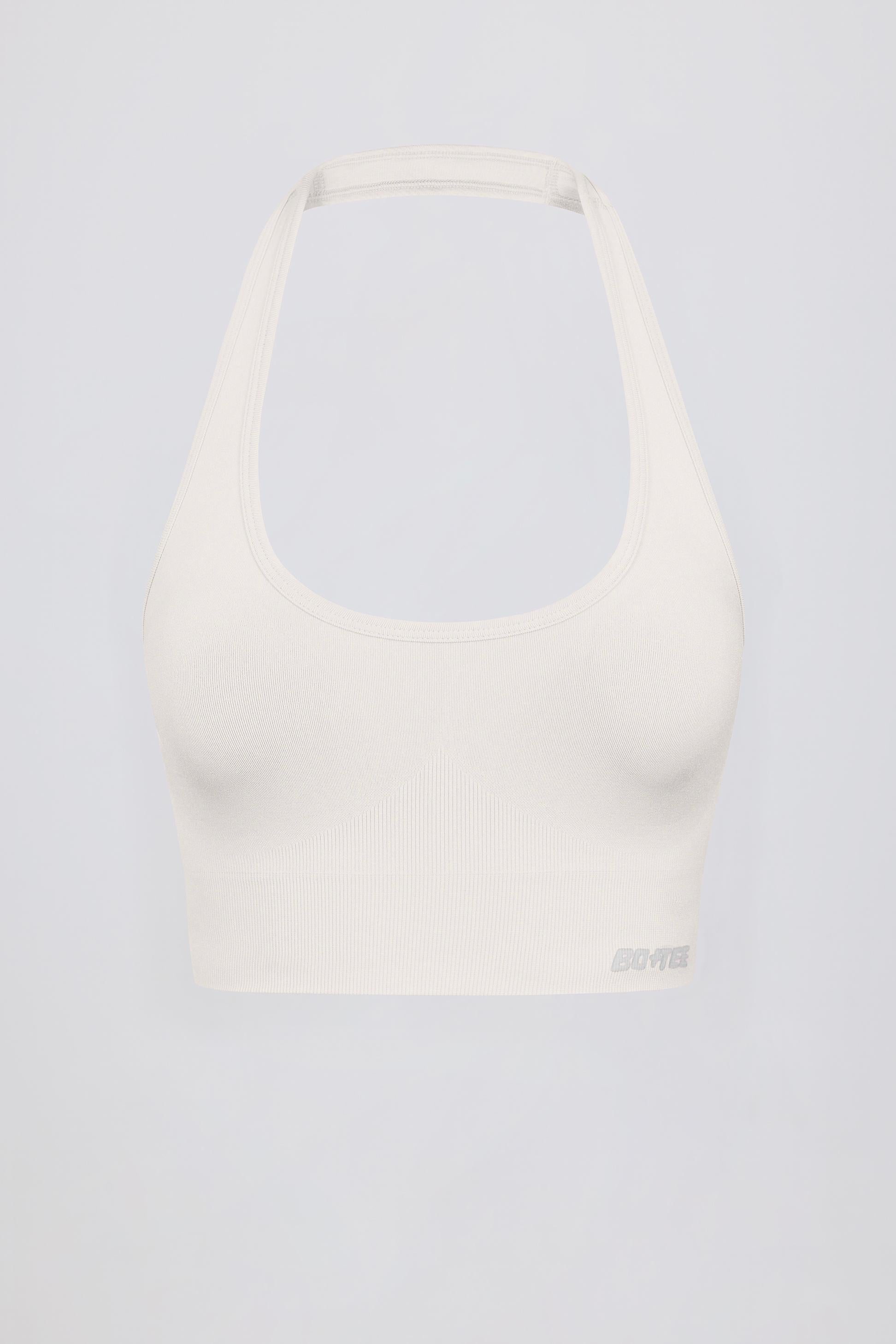 Define Luxe Halterneck Sports Bra In White