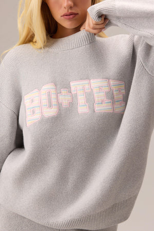 Ribbed Knit Oversized Jumper In Pebble