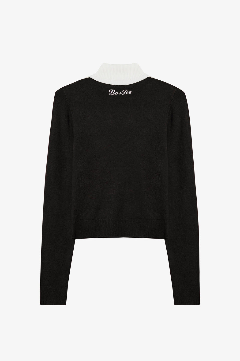 Knit Long-sleeve Fitted Top In Black