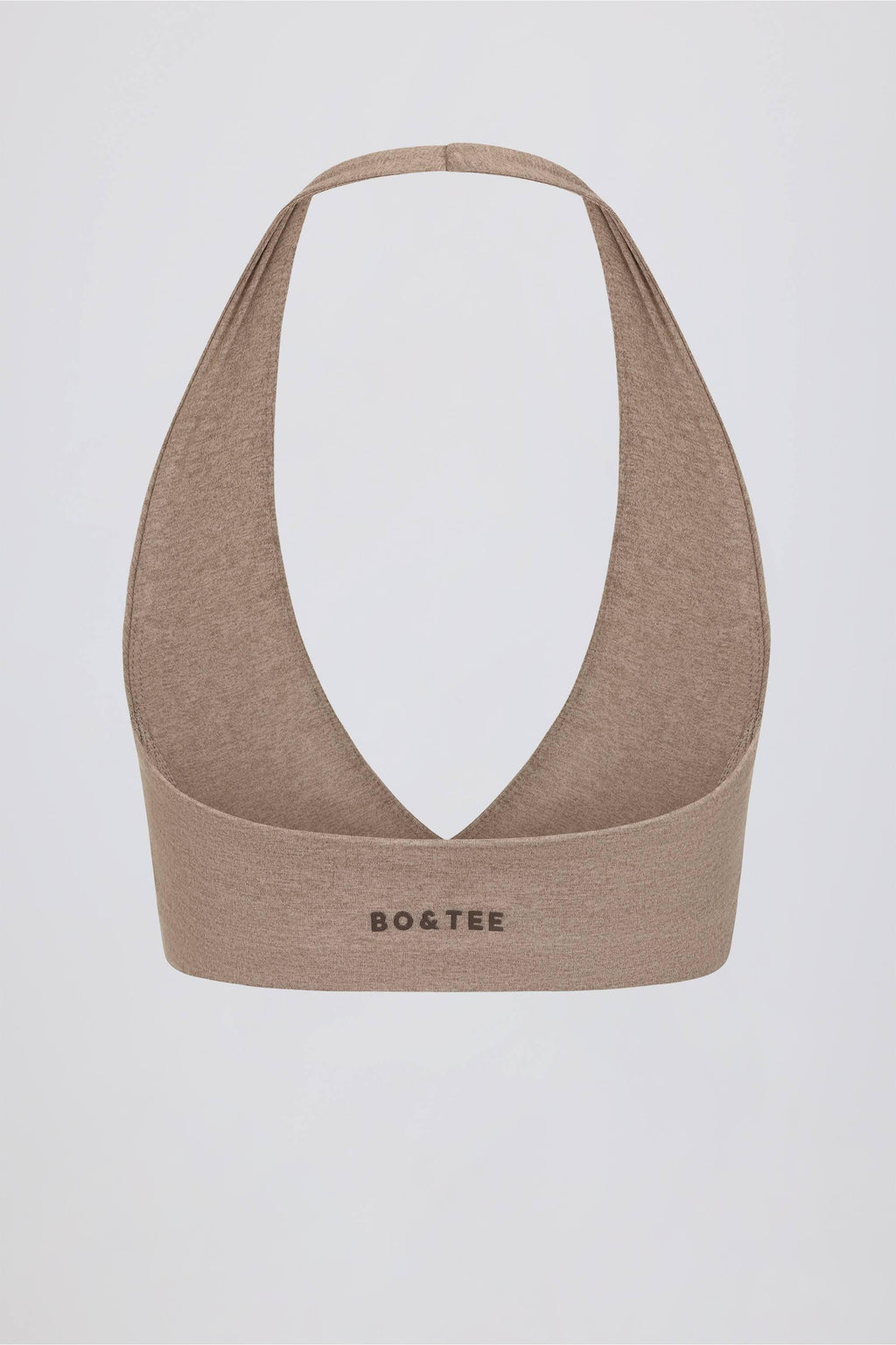 Brushed Jersey V-neck Sports Bra In Mocha Marl