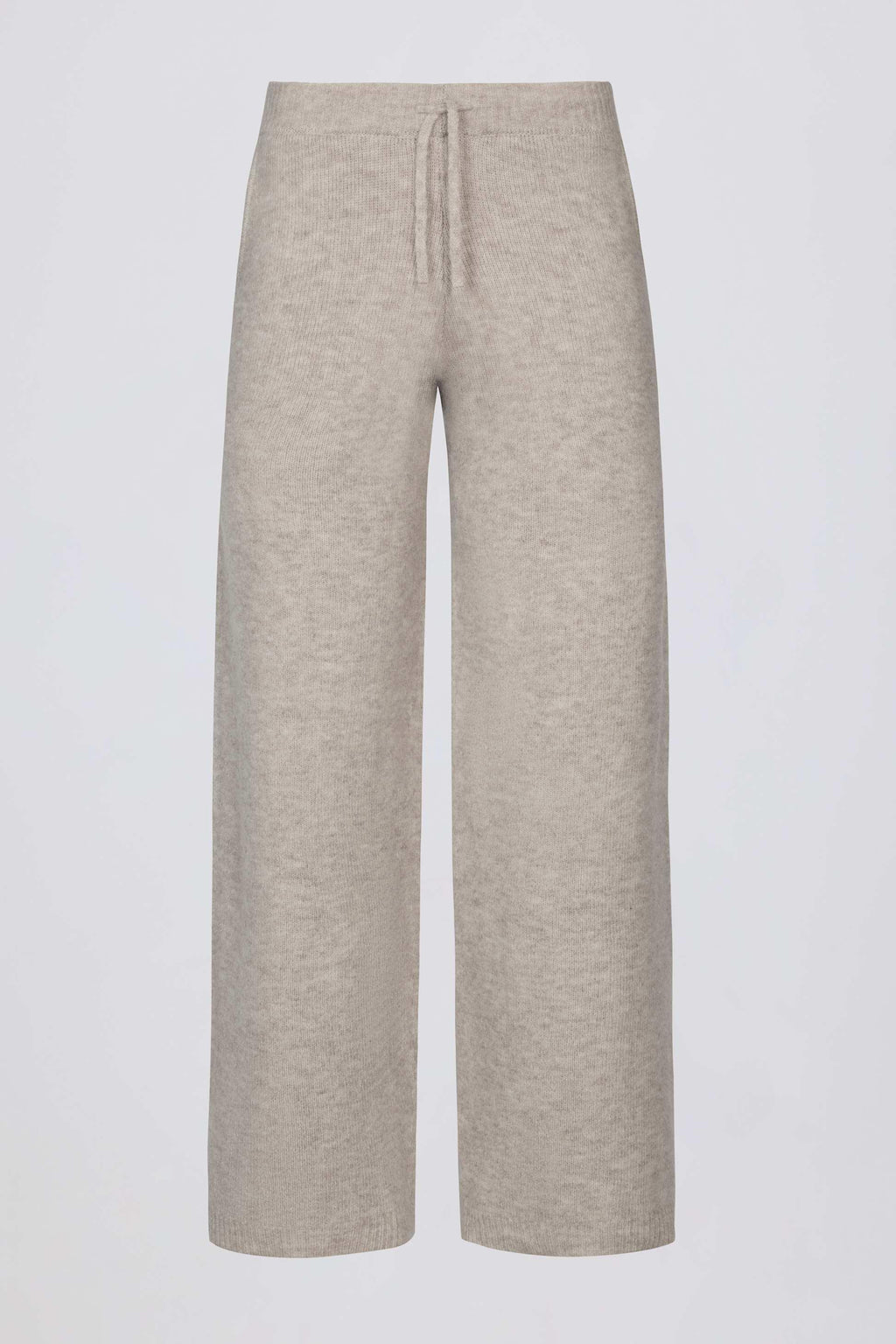 Knit Mid-rise Wide-leg Joggers In Beige