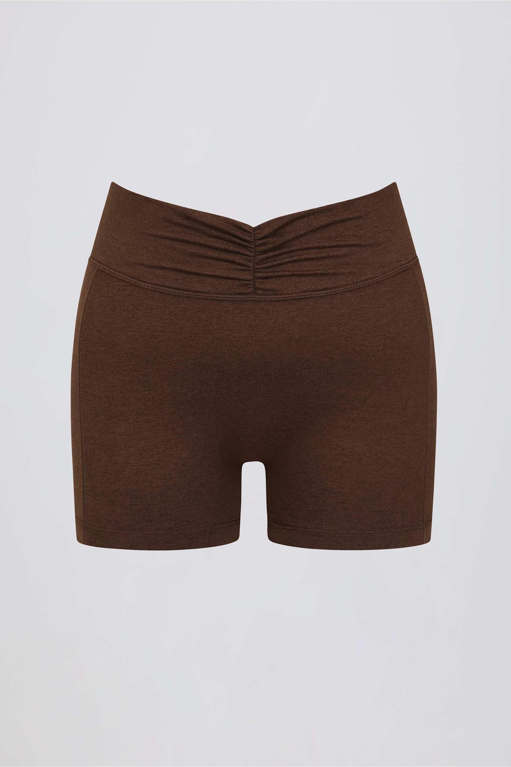 Ruched Mini Shorts In Pecan Marl
