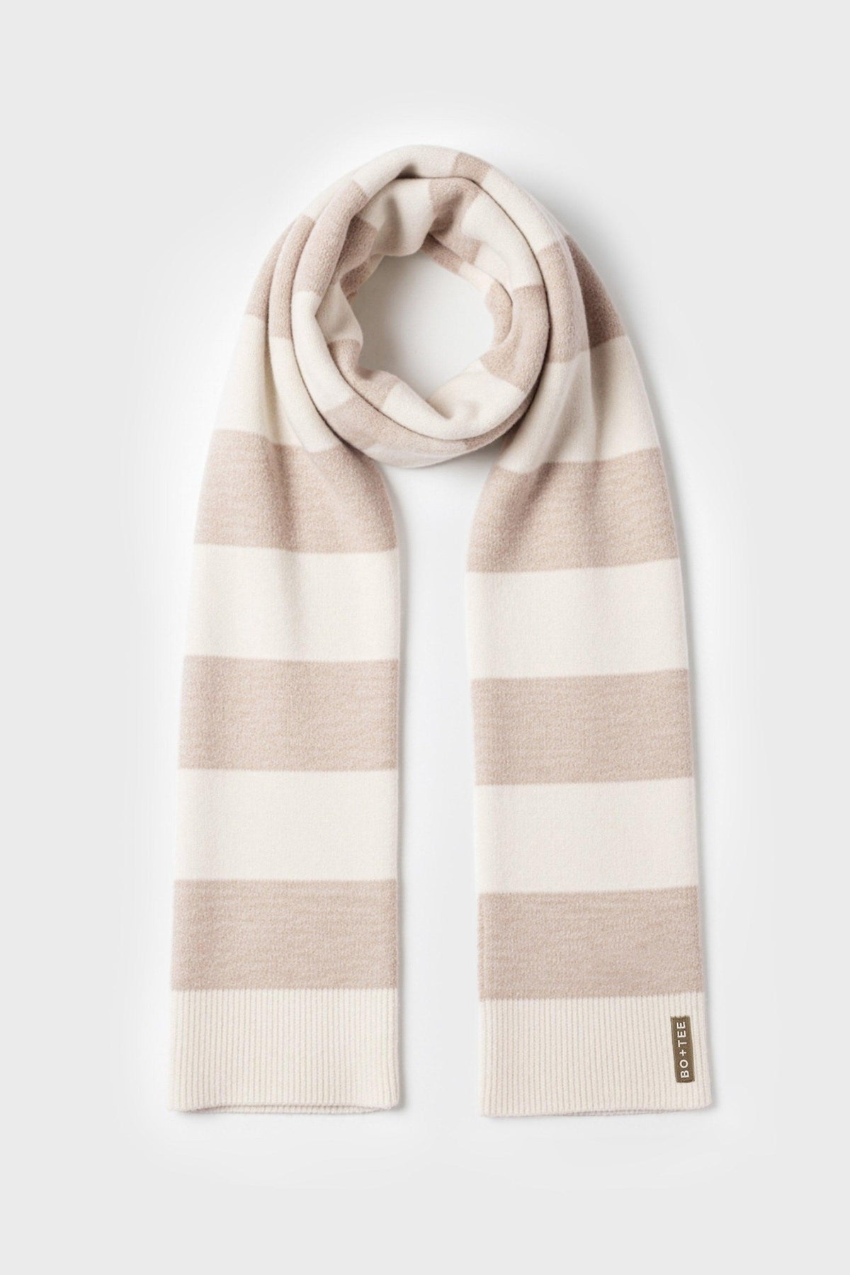 Knitted Striped Scarf In Ivory