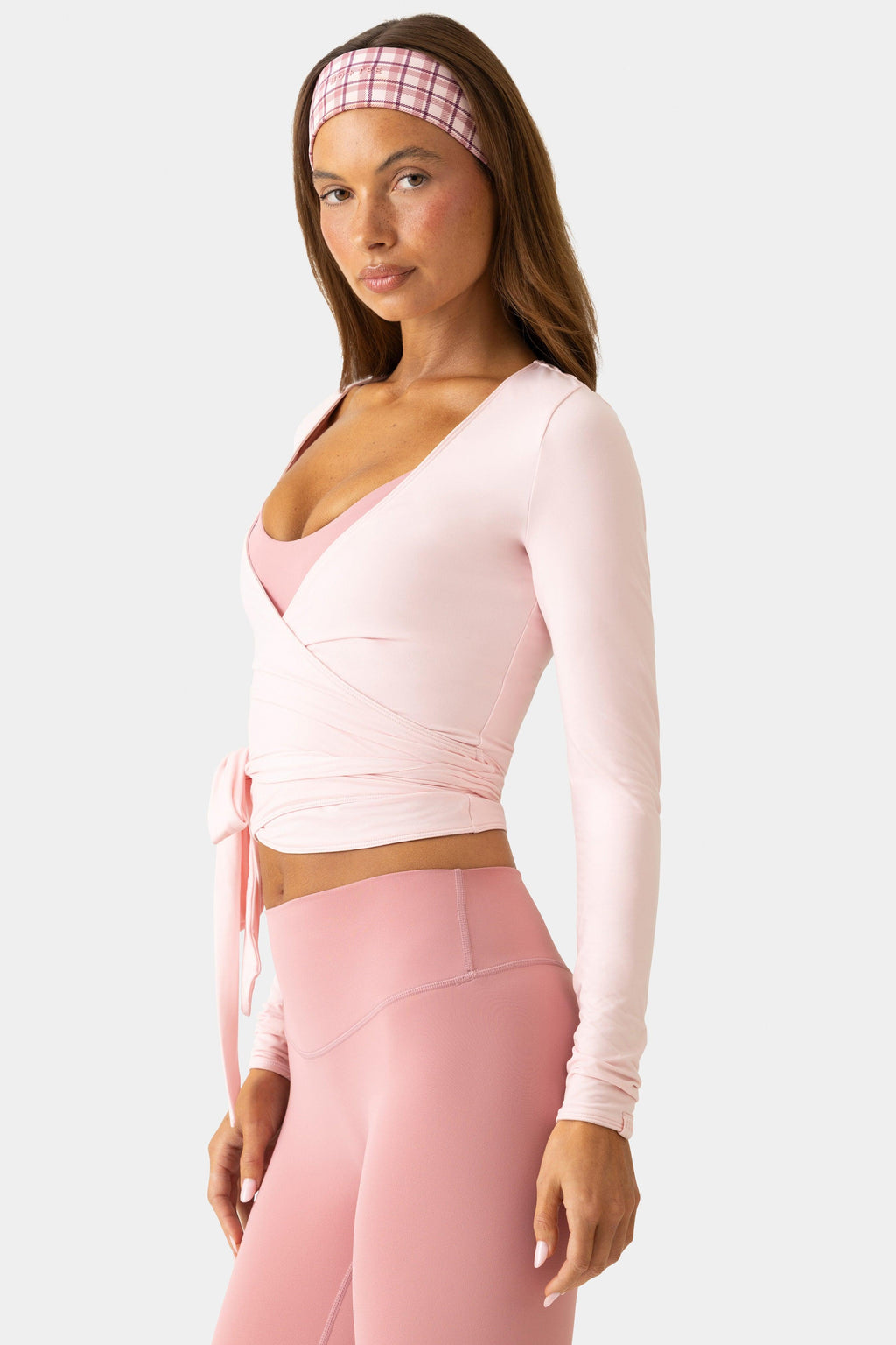 Soft Jersey Wrap Top In Soft Pink