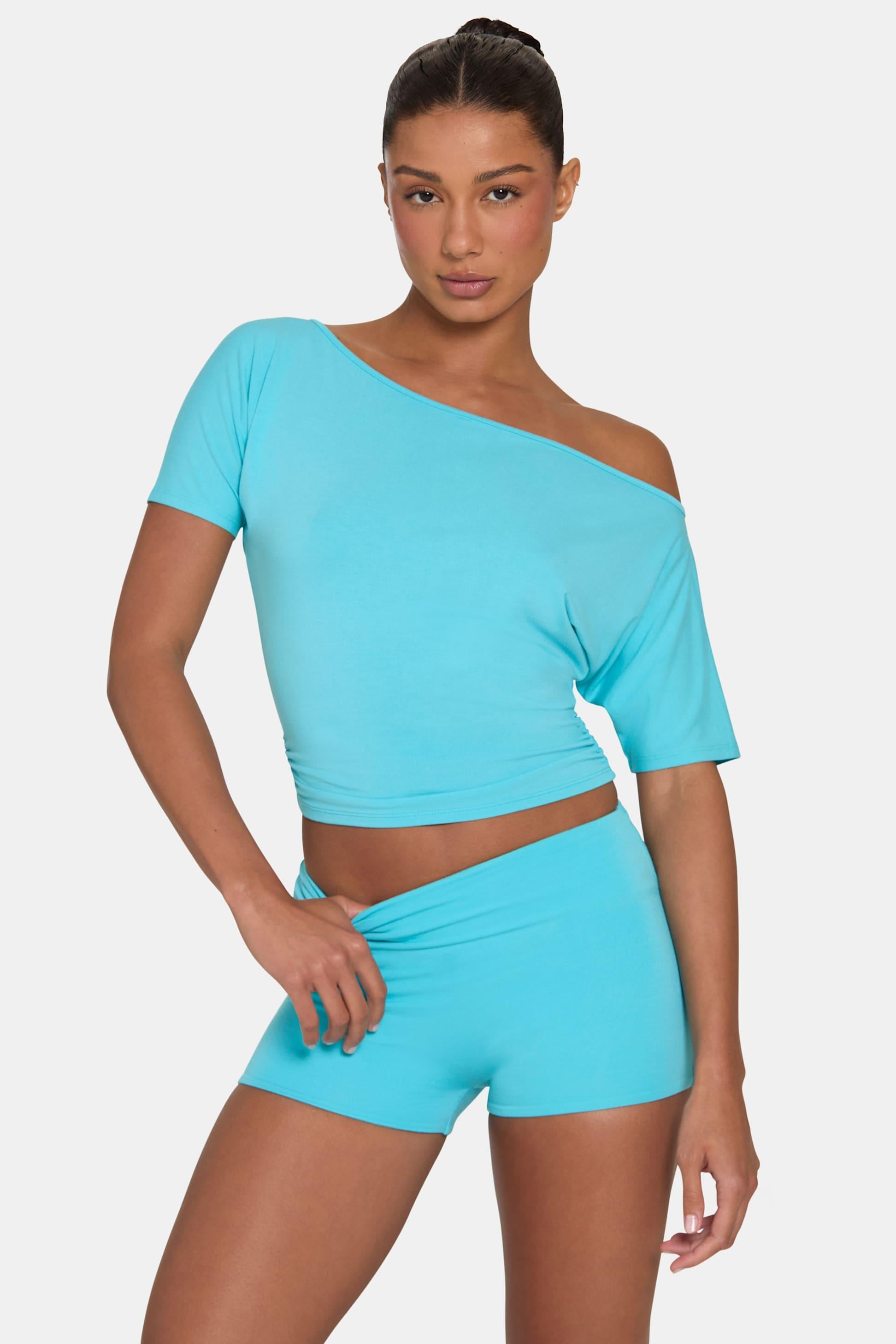 Buttercloud™ Slouchy Off-shoulder Top In Aqua