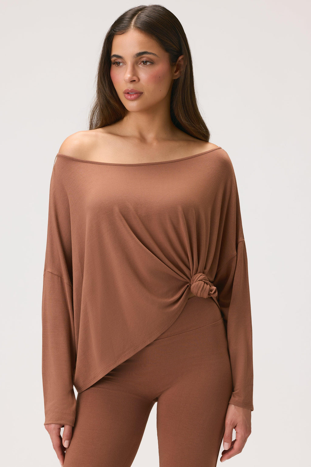 Buttercloud™ Slouchy Off-shoulder Top In Cocoa