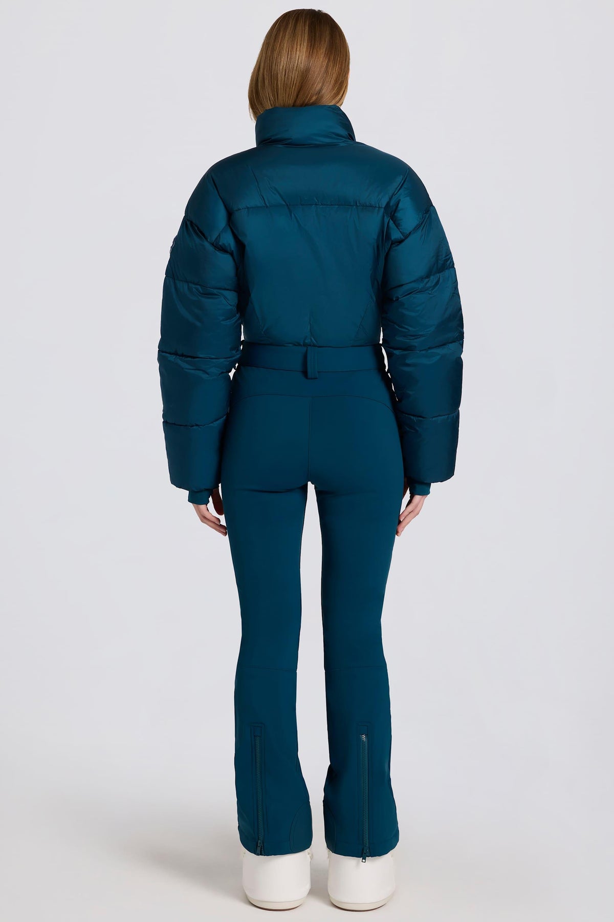 Waterproof Padded Belted Ski Suit In Teal