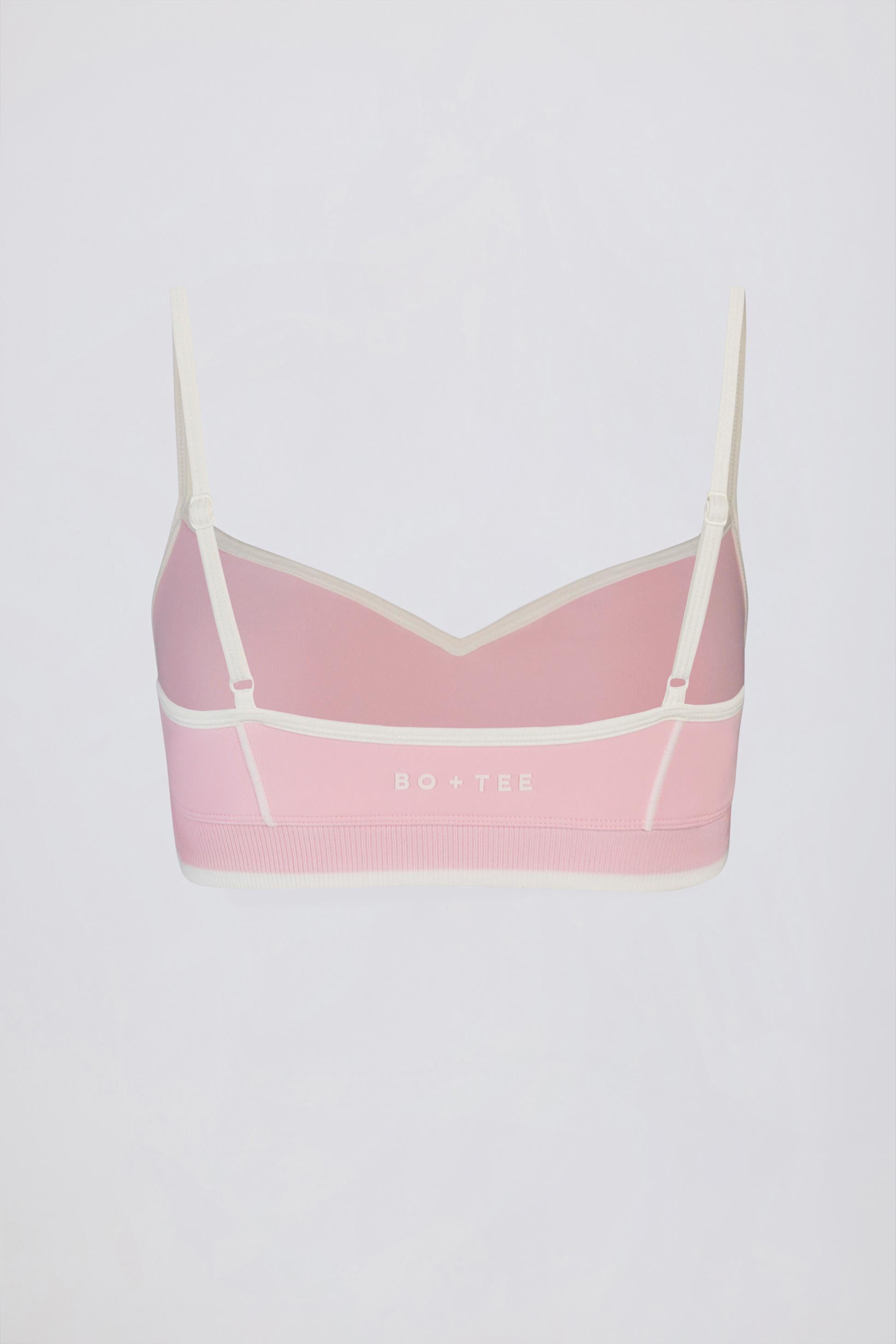 Soft Active Sweetheart-neck Contrast Sports Bra In Powder Pink