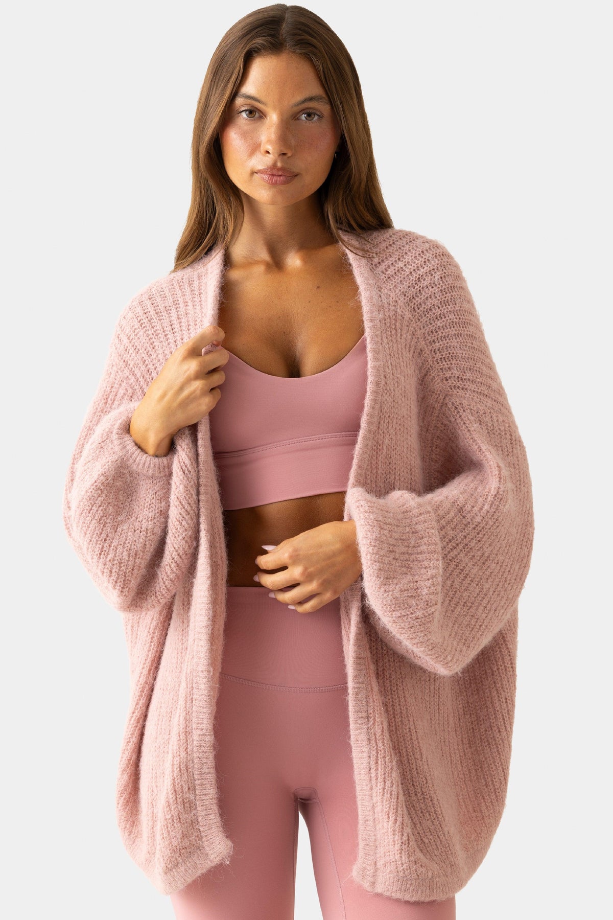 Soft Knit Cardigan In Soft Pink