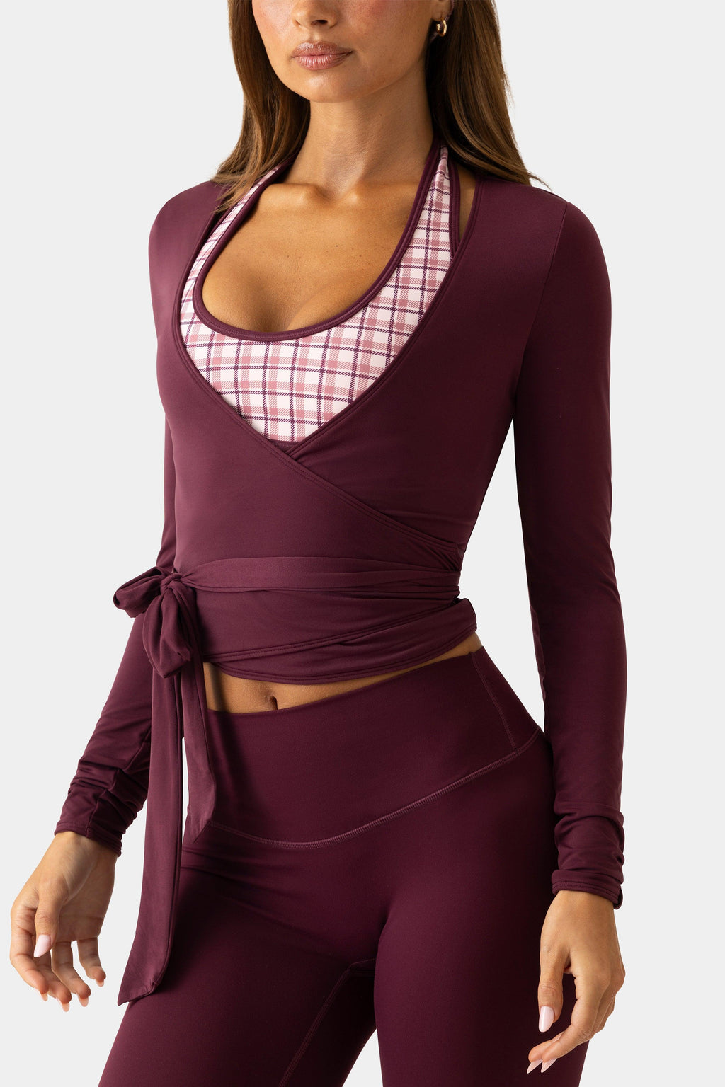 Soft Jersey Wrap Top In Plum