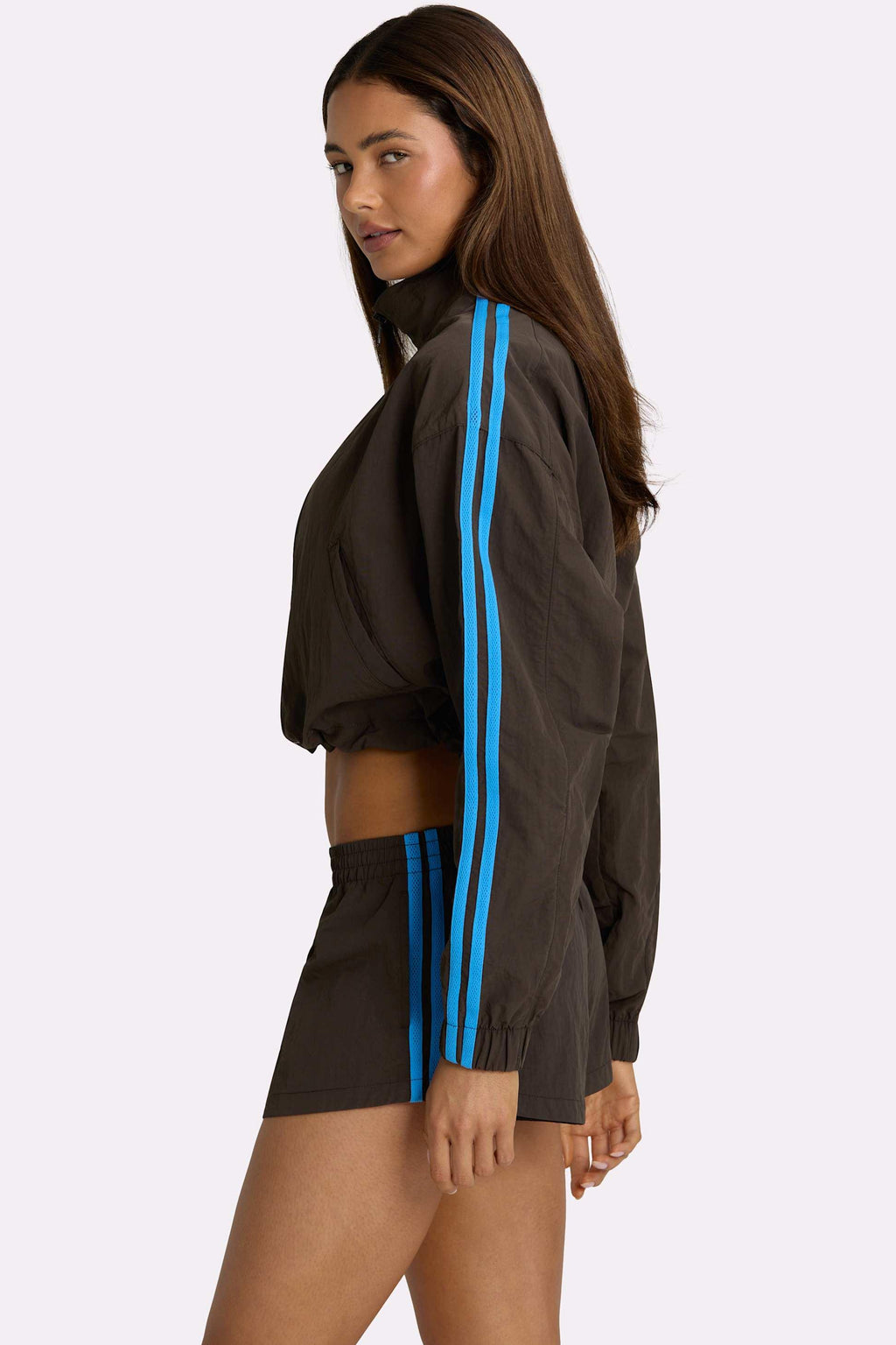 Woven Zip-up Track Jacket In Truffle