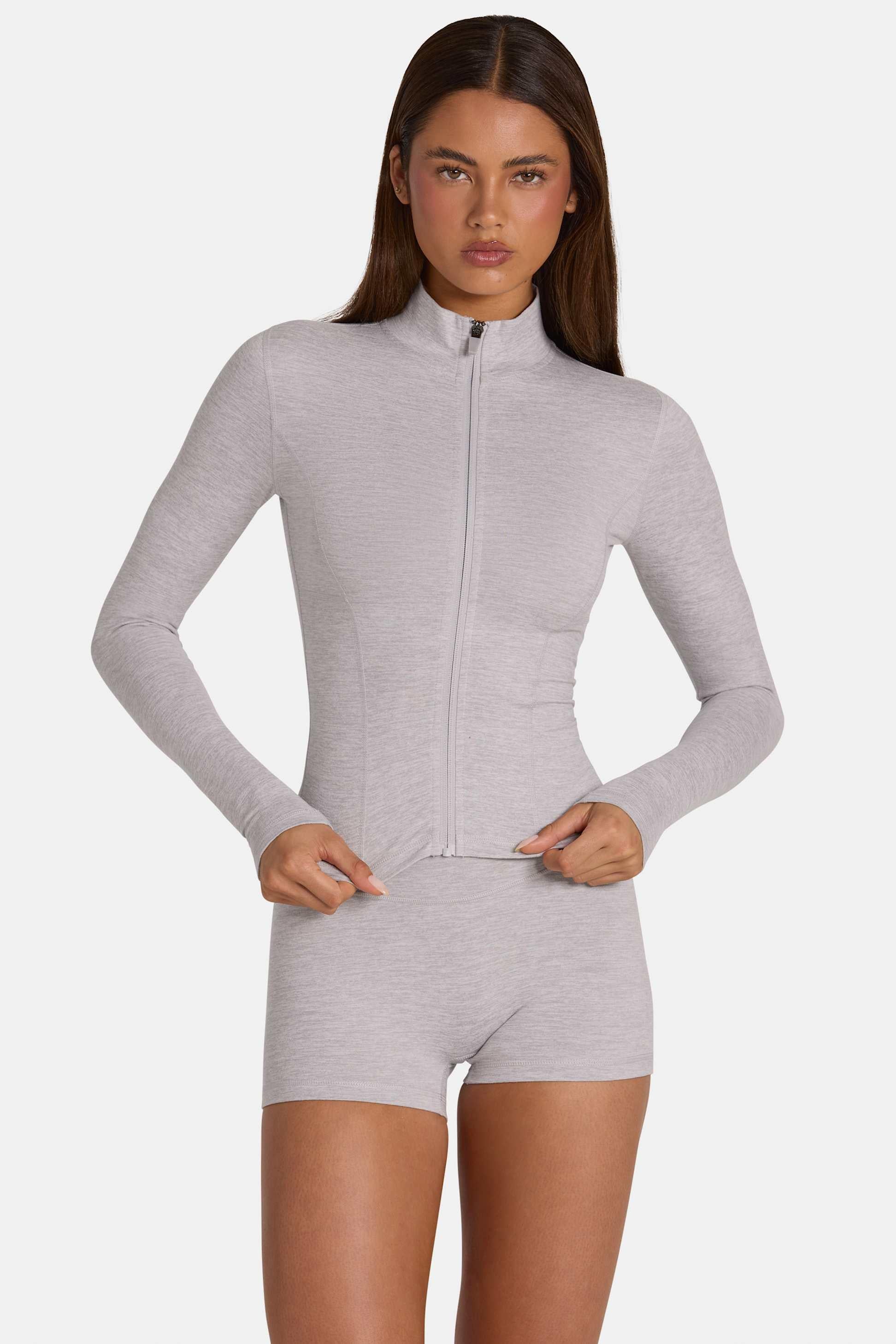 Soft Active Zip-up Jacket In Grey Marl
