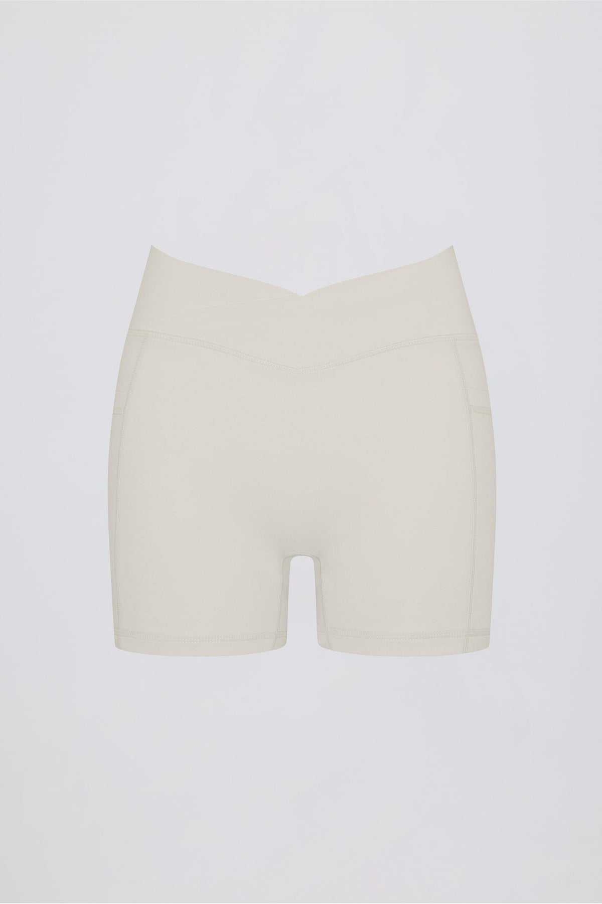 Soft Active Pocket V-waist Mini Shorts In Oat