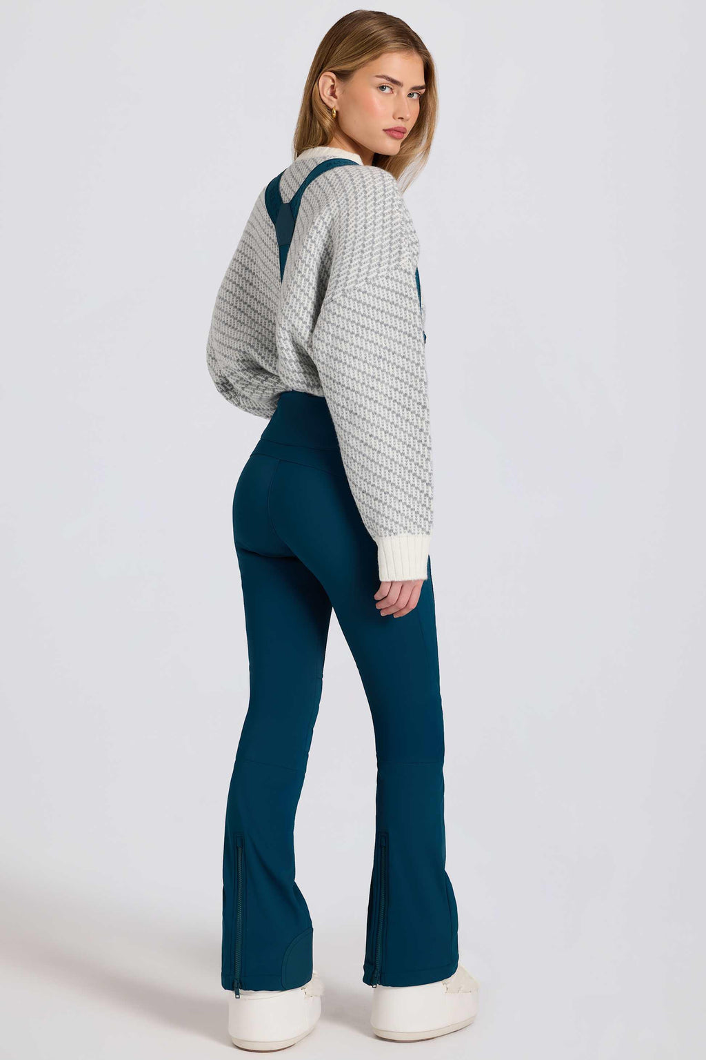 Waterproof High-rise Salopettes With Suspenders In Teal