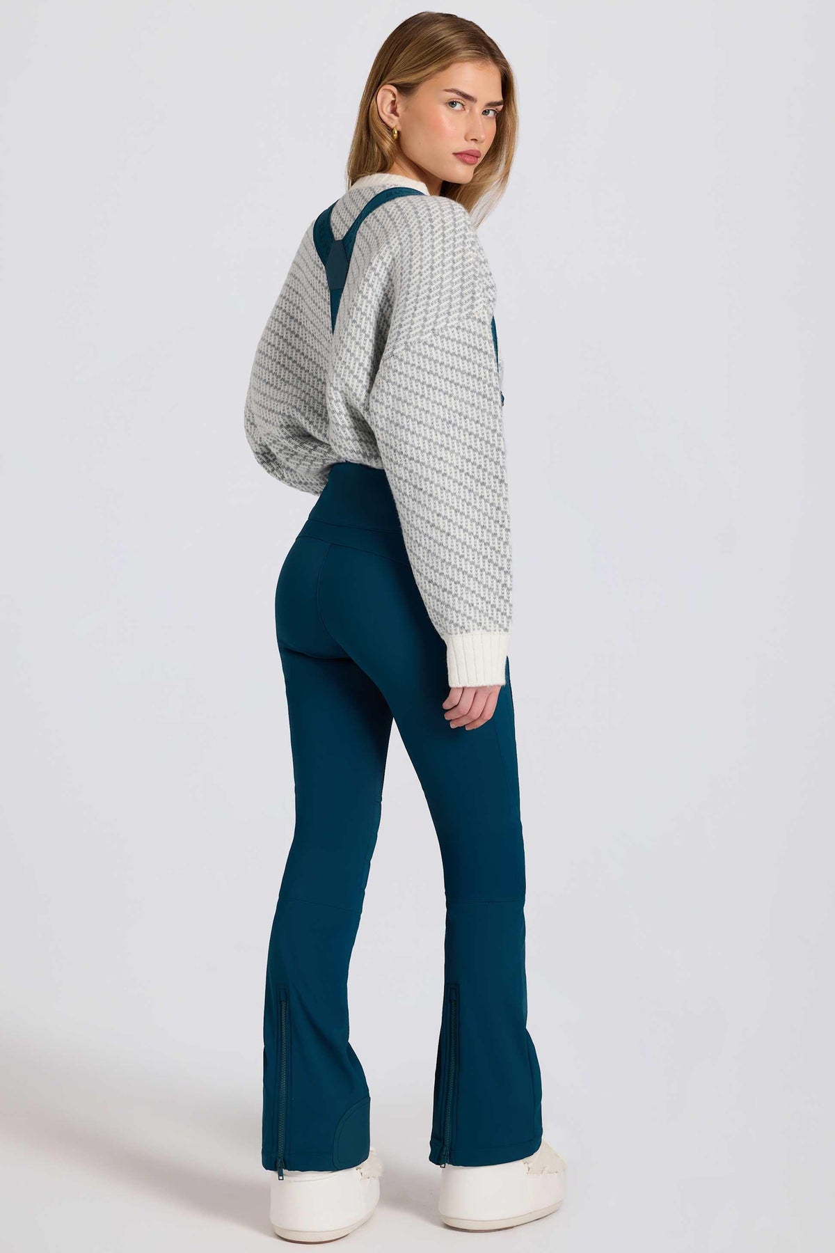 Waterproof High-rise Salopettes With Suspenders In Teal