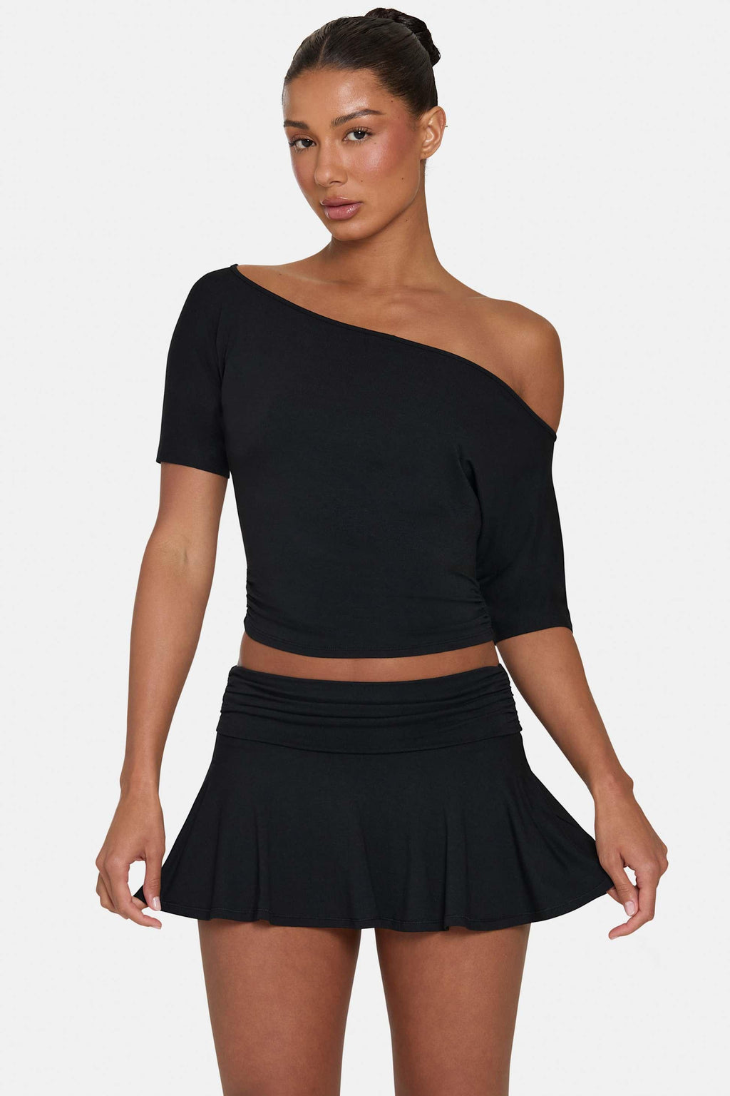 Buttercloud™ Slouchy Off-shoulder Top In Black