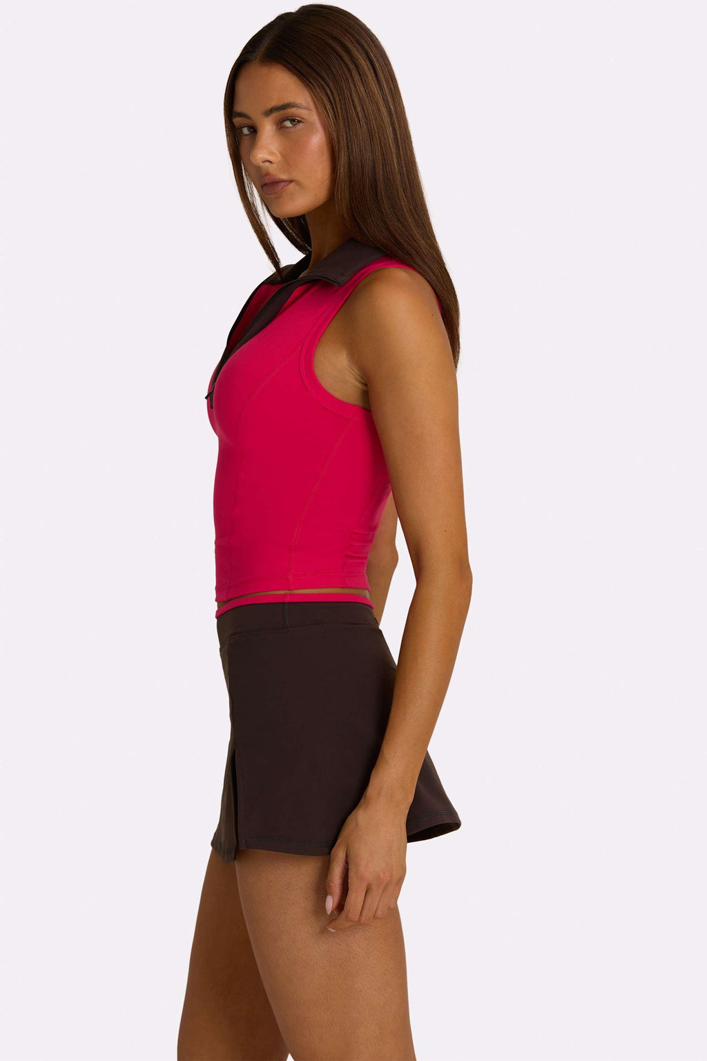 Soft Active Collared Tank Top In Hot Pink
