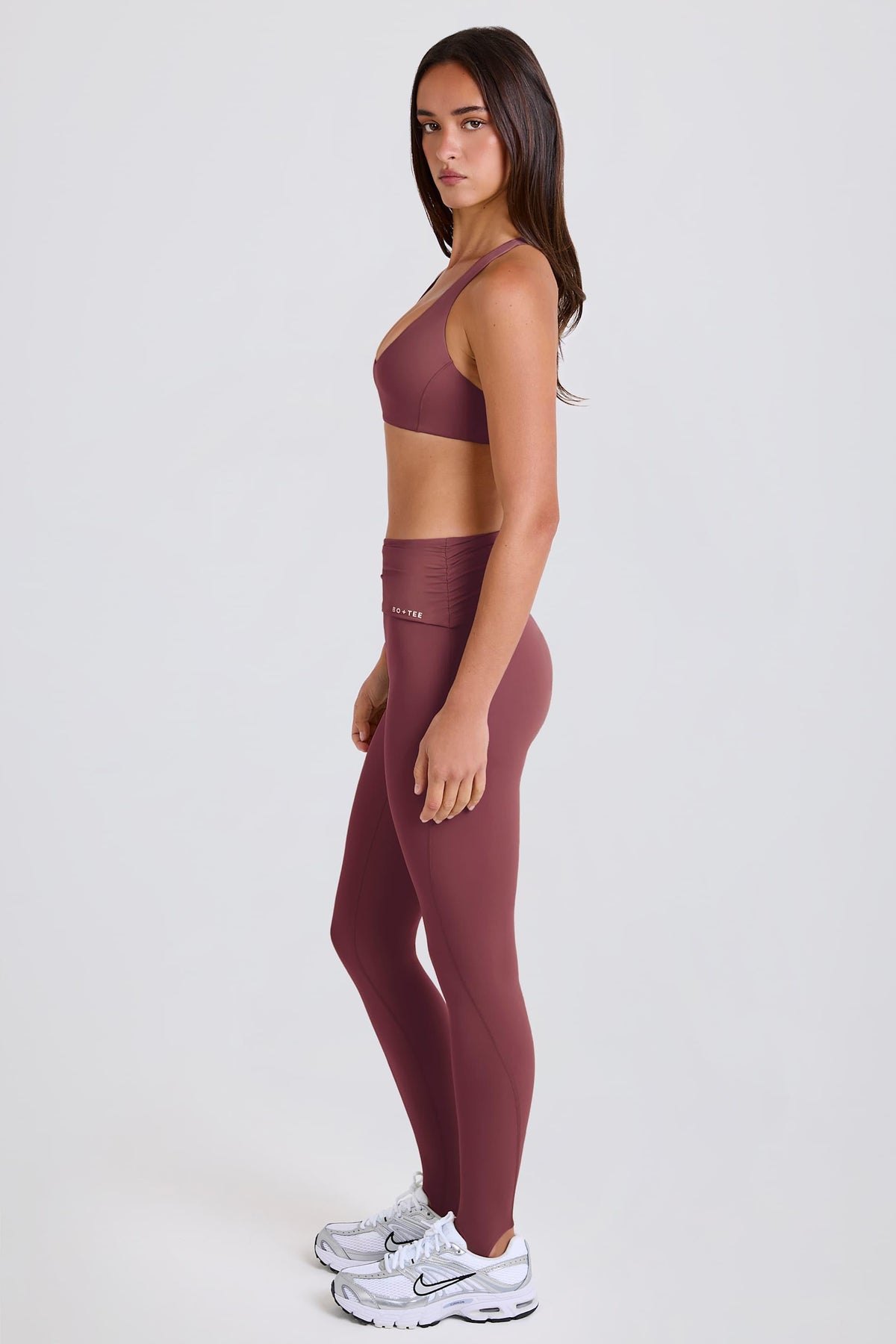 Foldover Mid-rise Stirrup Leggings In Acai