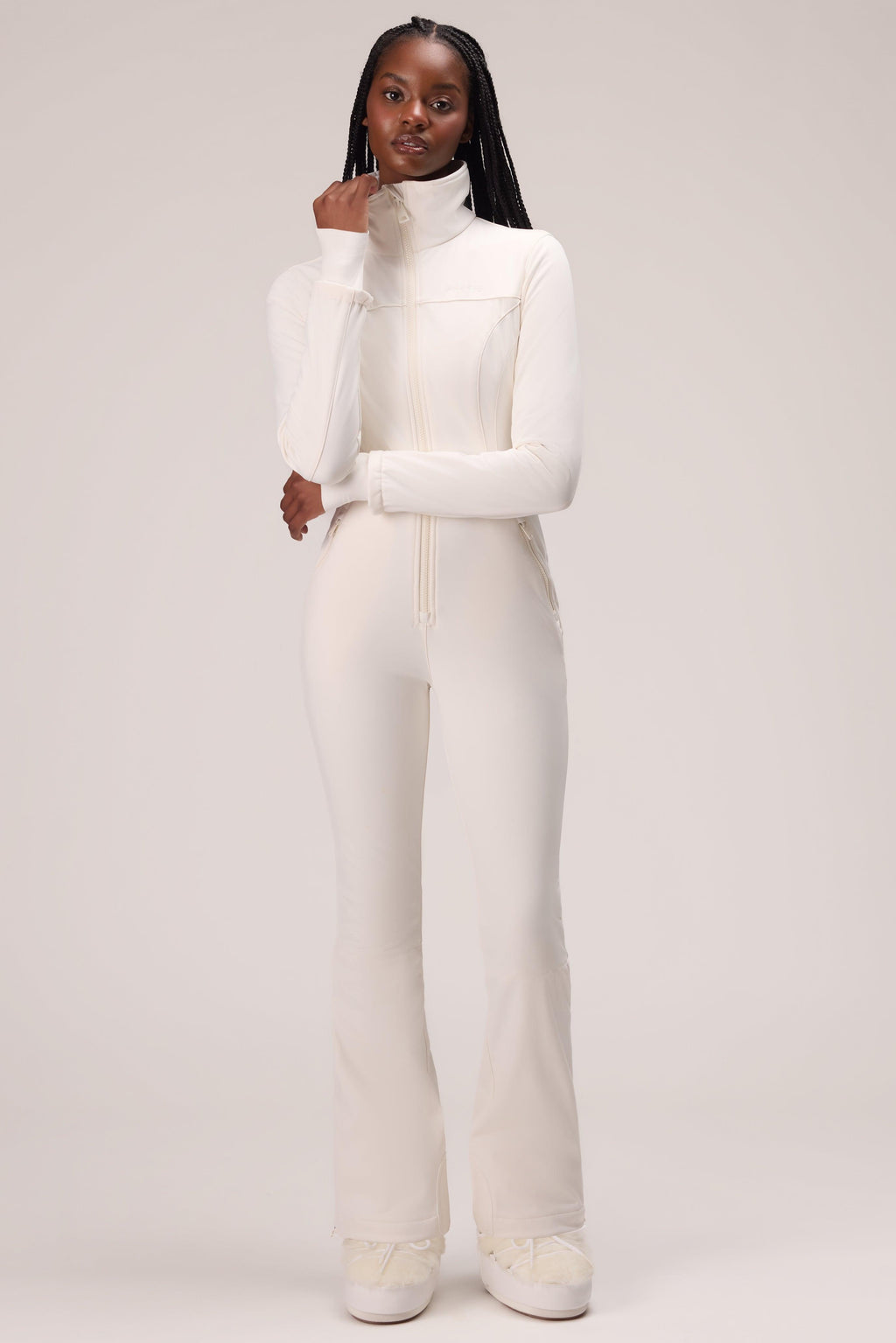 Faux Fur Ski Suit In Snow Leopard